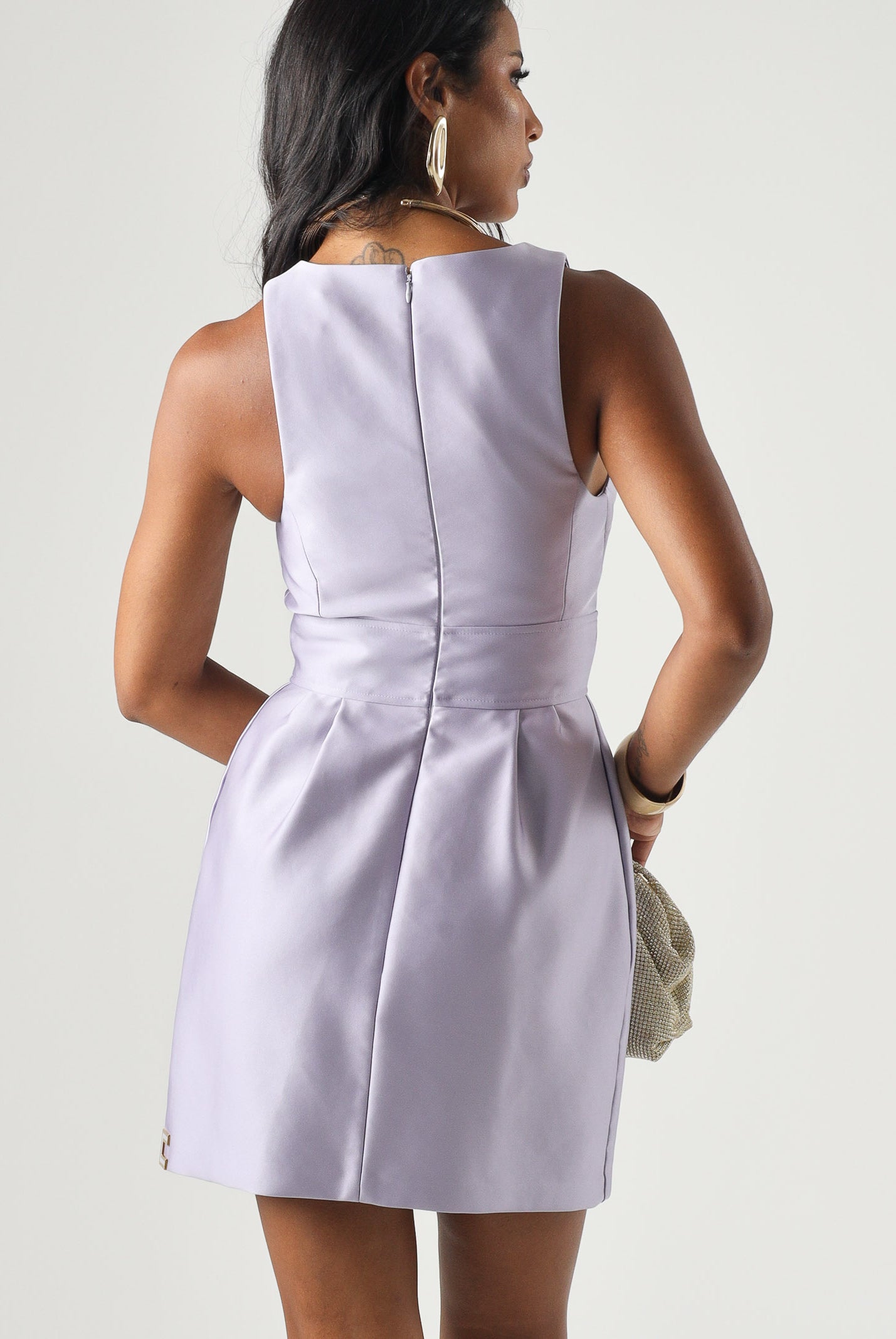 ELISABETTA FRANCHI Abito corto in duchesse lilla donna. AB87561E2 EV7 ELISABETTA FRANCHI