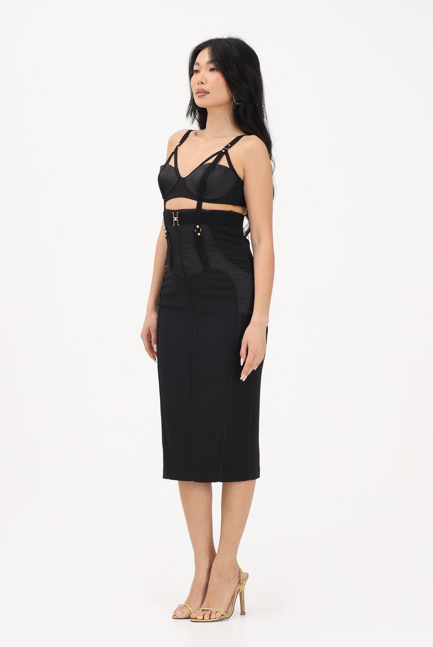ELISABETTA FRANCHI Abito midi a tubino nero da donna AB88162E2 110 ELISABETTA FRANCHI