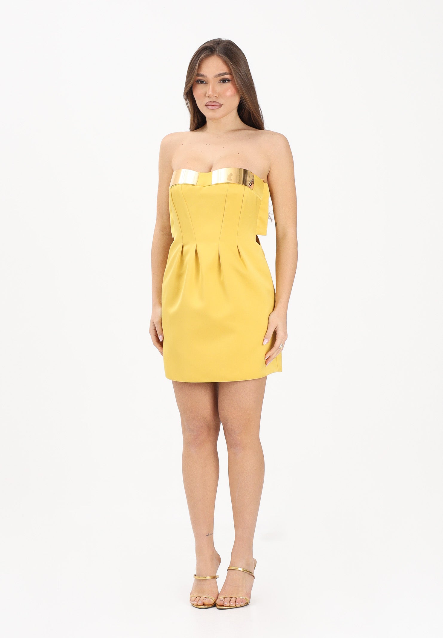 ELISABETTA FRANCHI Abito corto giallo da donna con coppe gioiello AB94962E2 EV4 ELISABETTA FRANCHI