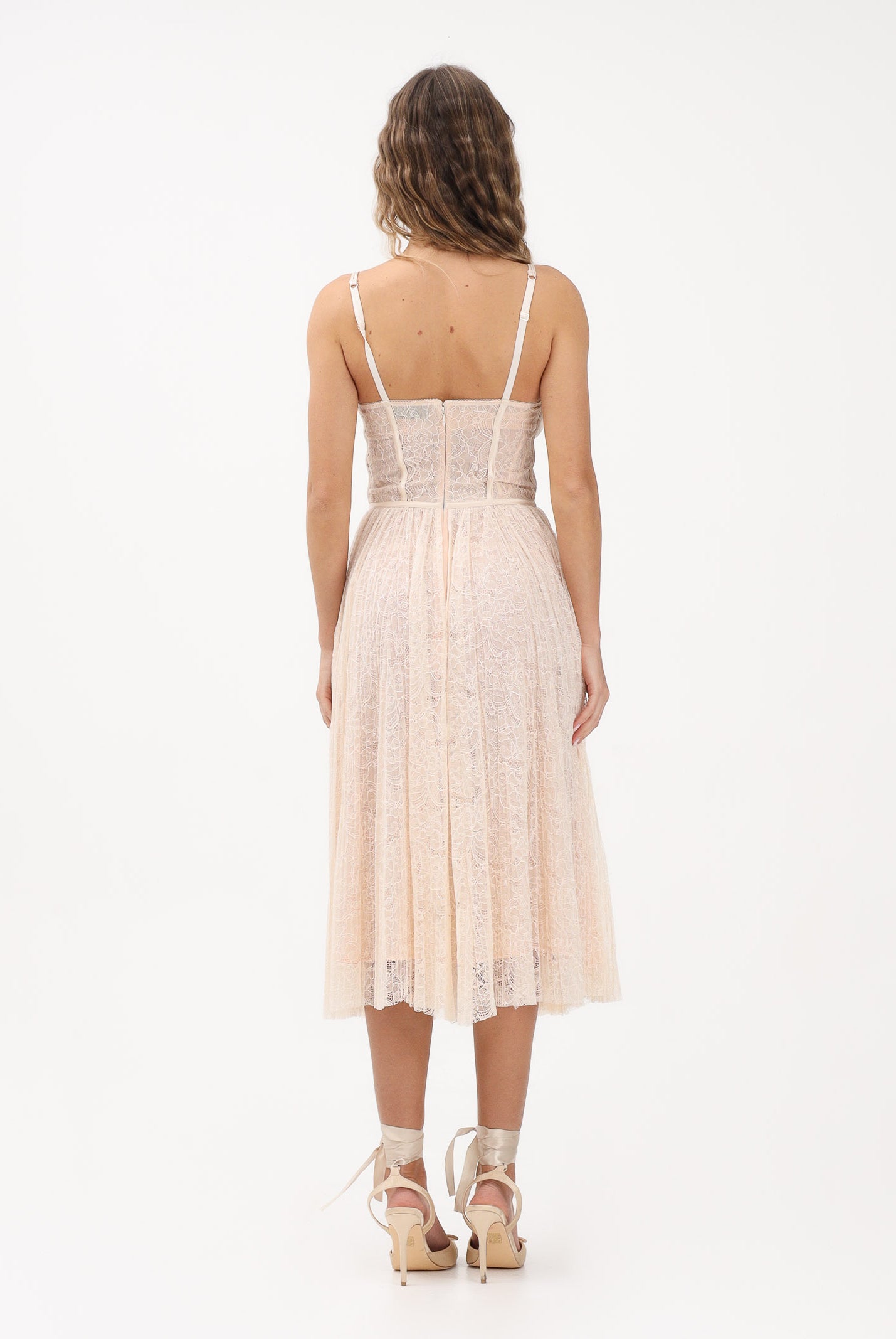 ELISABETTA FRANCHI Abito midi burro da donna realizzato in delicato pizzo AB97162E2 EG9 ELISABETTA FRANCHI