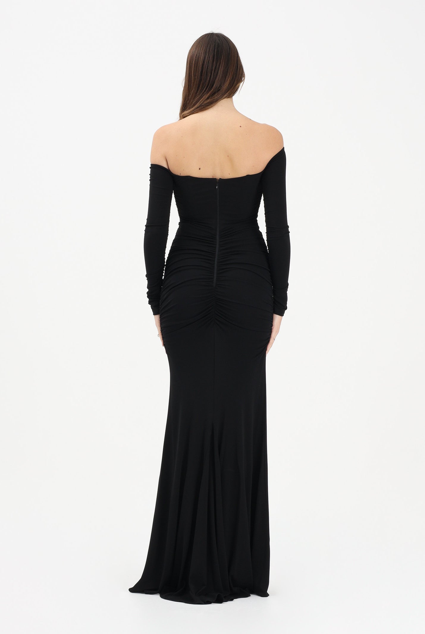 ELISABETTA FRANCHI Abito lungo nero da donna con drappeggi ABR1061E2 110 ELISABETTA FRANCHI