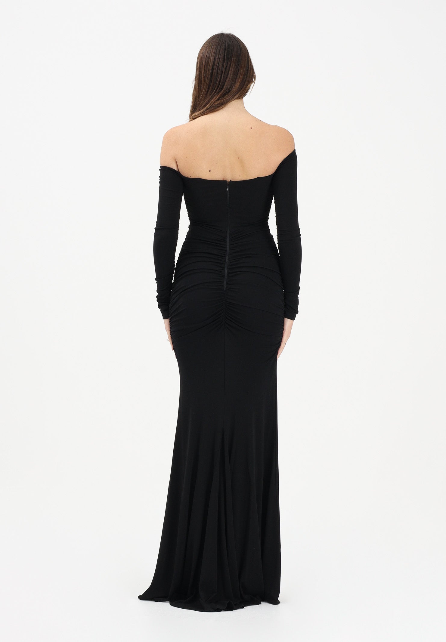 ELISABETTA FRANCHI Abito lungo nero da donna con drappeggi ABR1061E2 110 ELISABETTA FRANCHI