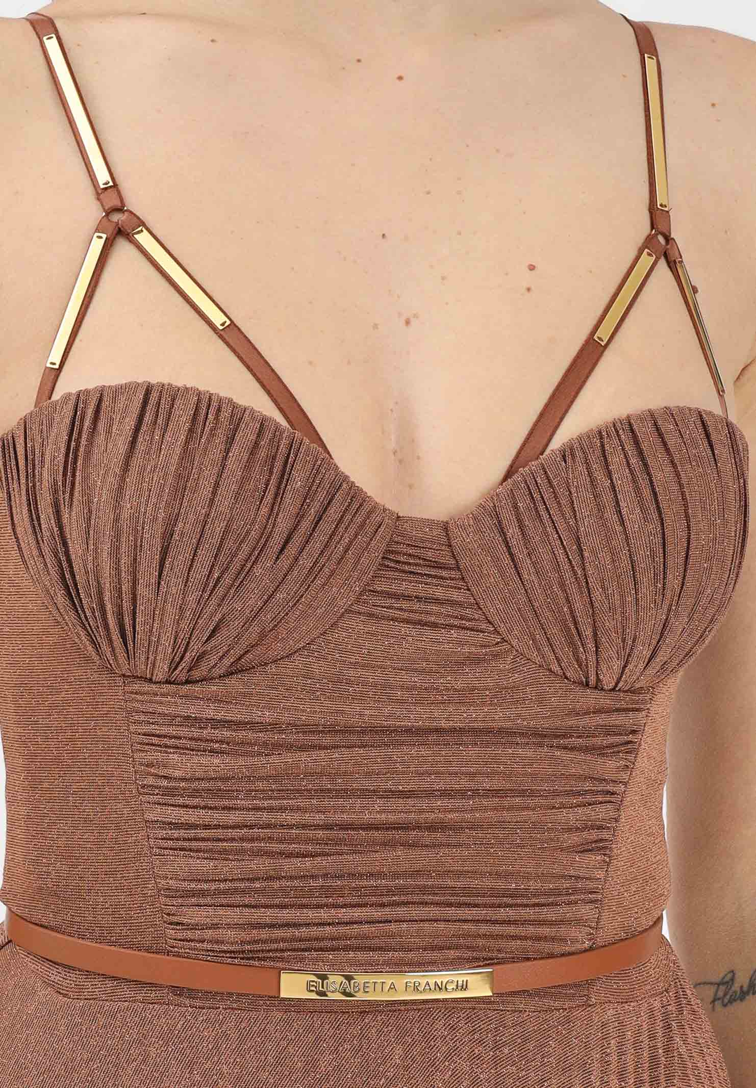 ELISABETTA FRANCHI Abito lungo cuoio da donna in jersey lamé ABR1661E2 600 ELISABETTA FRANCHI