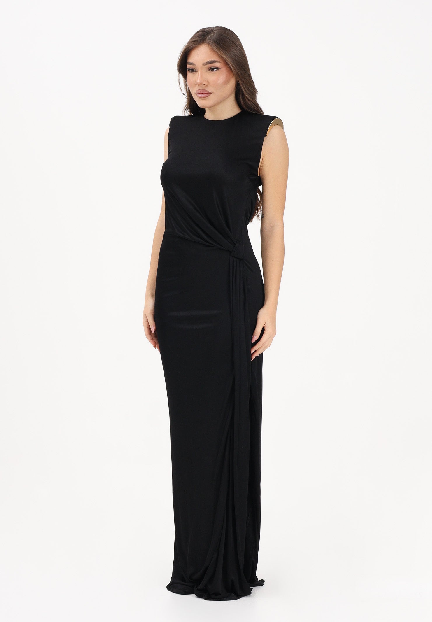 ELISABETTA FRANCHI Abito lungo nero da donna con spacco laterale ABR2461E2 110 ELISABETTA FRANCHI