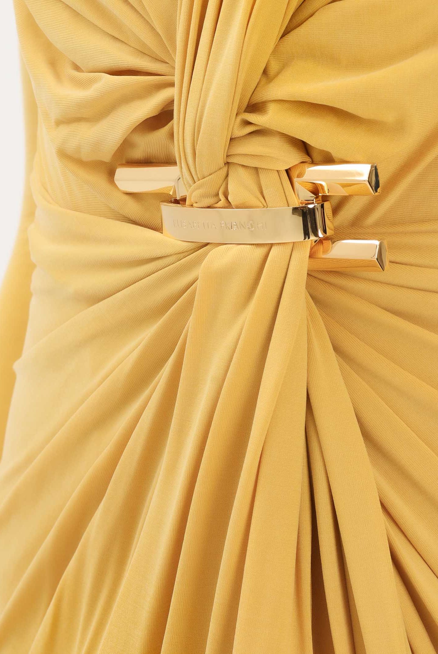 ELISABETTA FRANCHI Abito lungo giallo da donna con logo gioiello<BR/> ABR2961E2 EV4 ELISABETTA FRANCHI