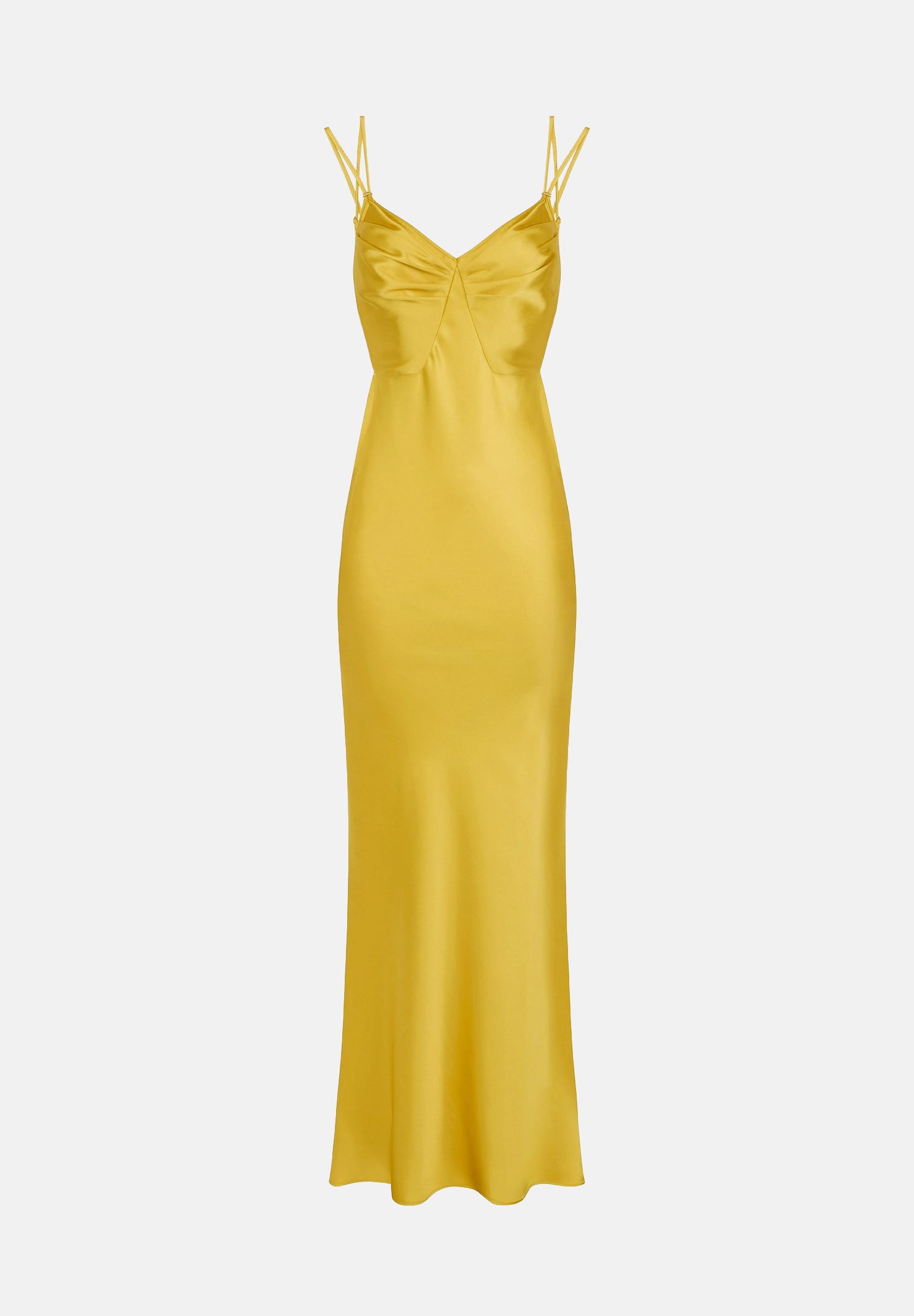 ELISABETTA FRANCHI Abito lungo Red Carpet in raso giallo donna ABR3362E2 EV4 ELISABETTA FRANCHI