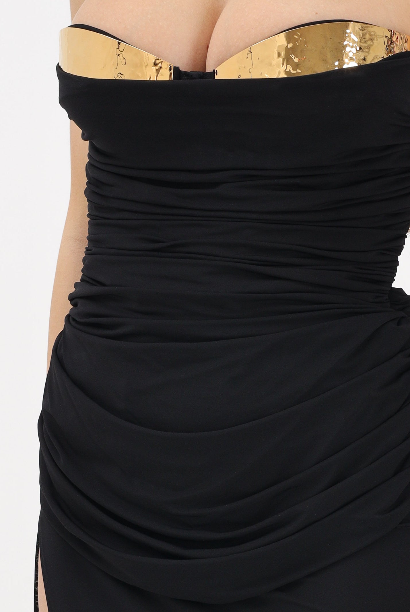 ELISABETTA FRANCHI Abito lungo nero da donna con coppe in metallo ABR3562E2 110 ELISABETTA FRANCHI