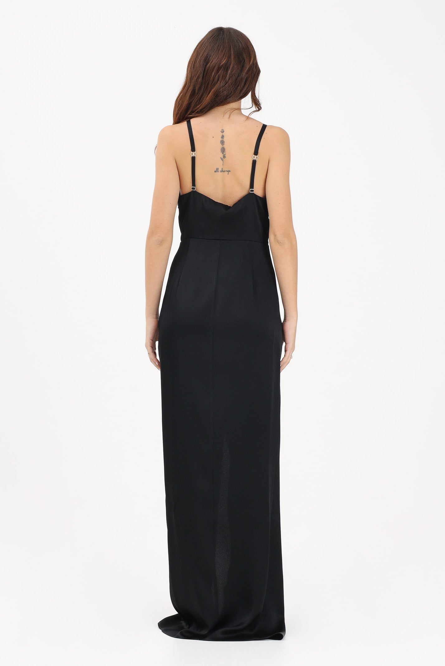 ELISABETTA FRANCHI Abito lungo nero da donna con ricami di perline ABR4862E2 110 ELISABETTA FRANCHI