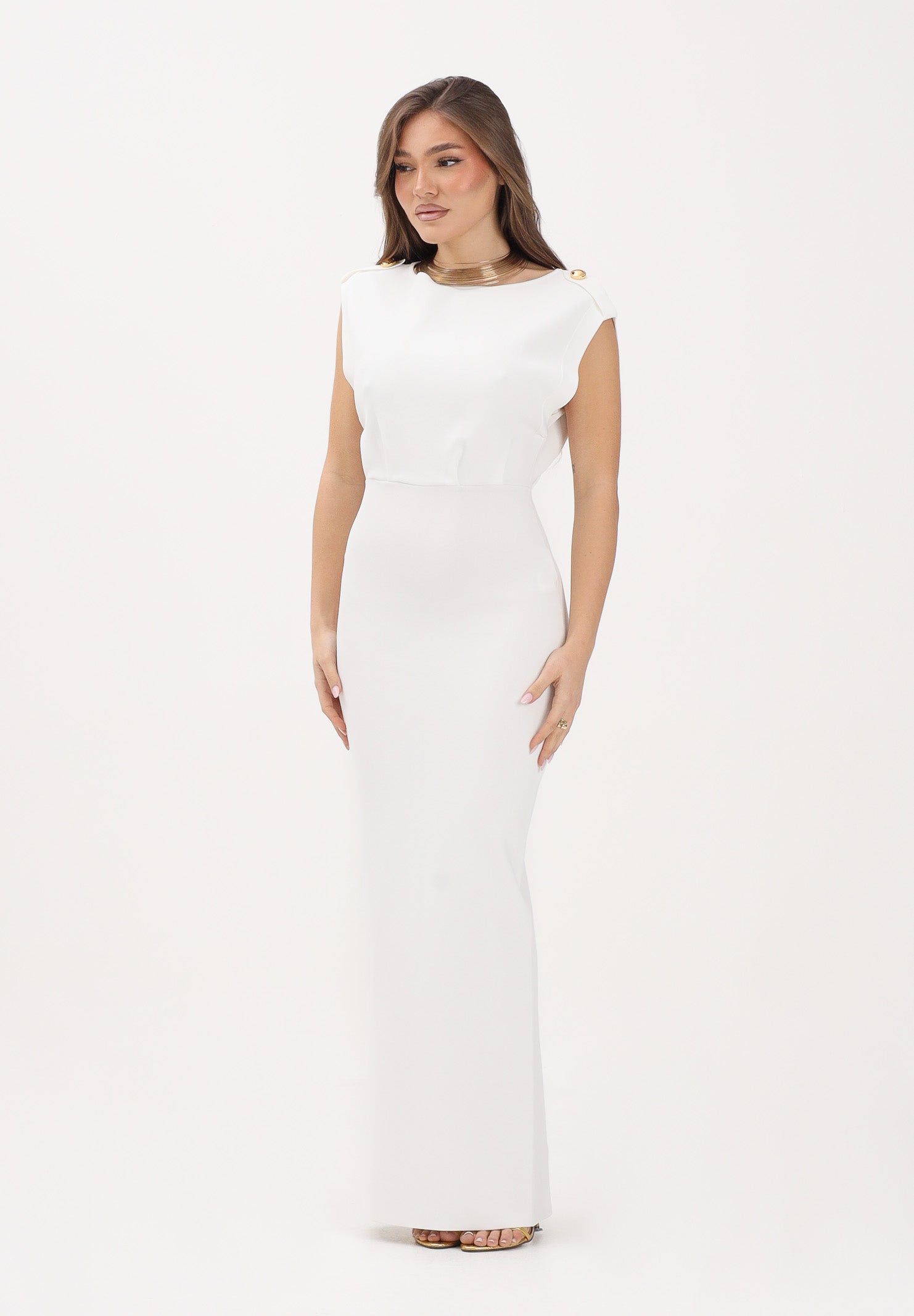ELISABETTA FRANCHI Abito midi avorio da donna AM30B62E2 360 ELISABETTA FRANCHI