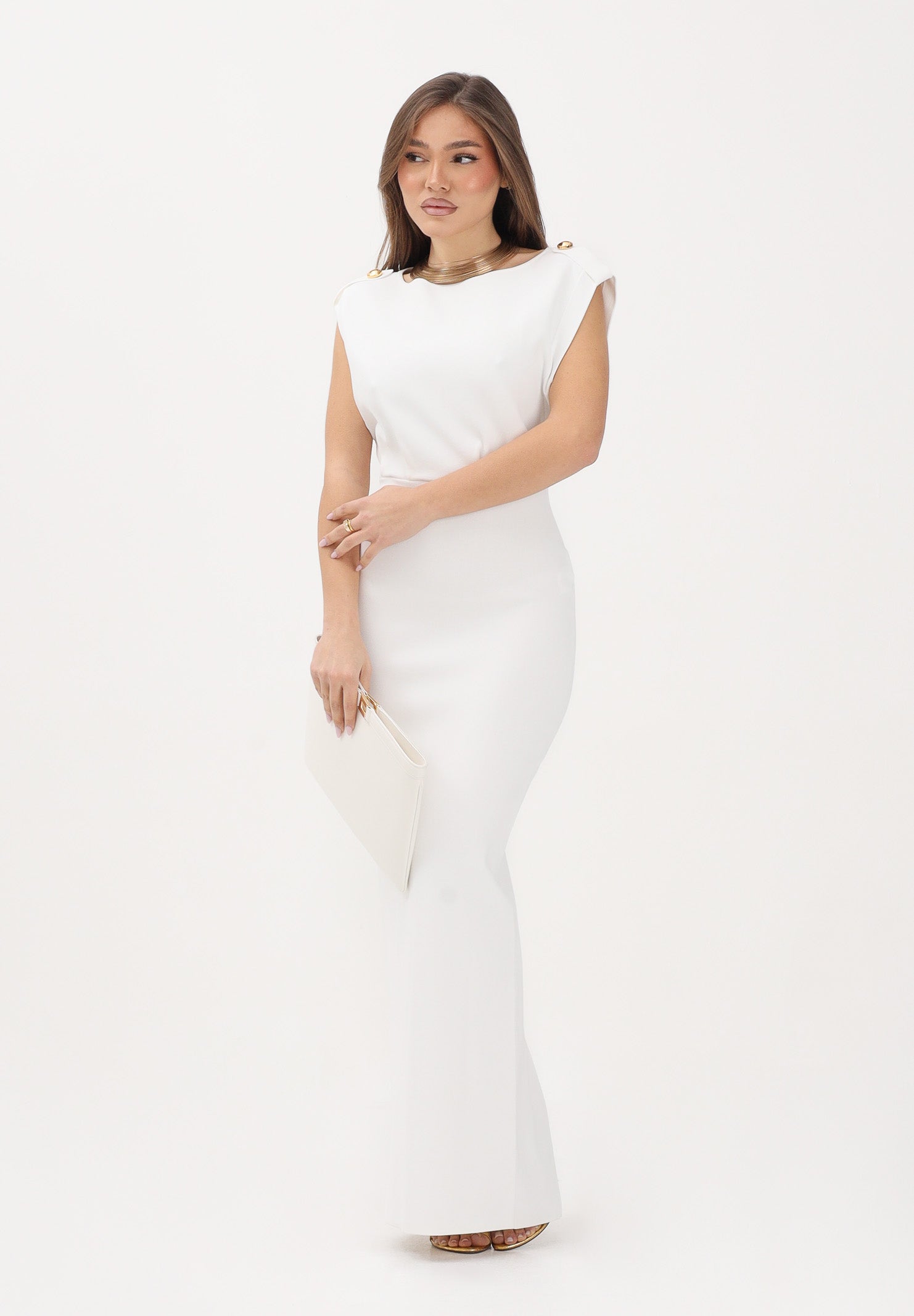 ELISABETTA FRANCHI Abito midi avorio da donna AM30B62E2 360 ELISABETTA FRANCHI
