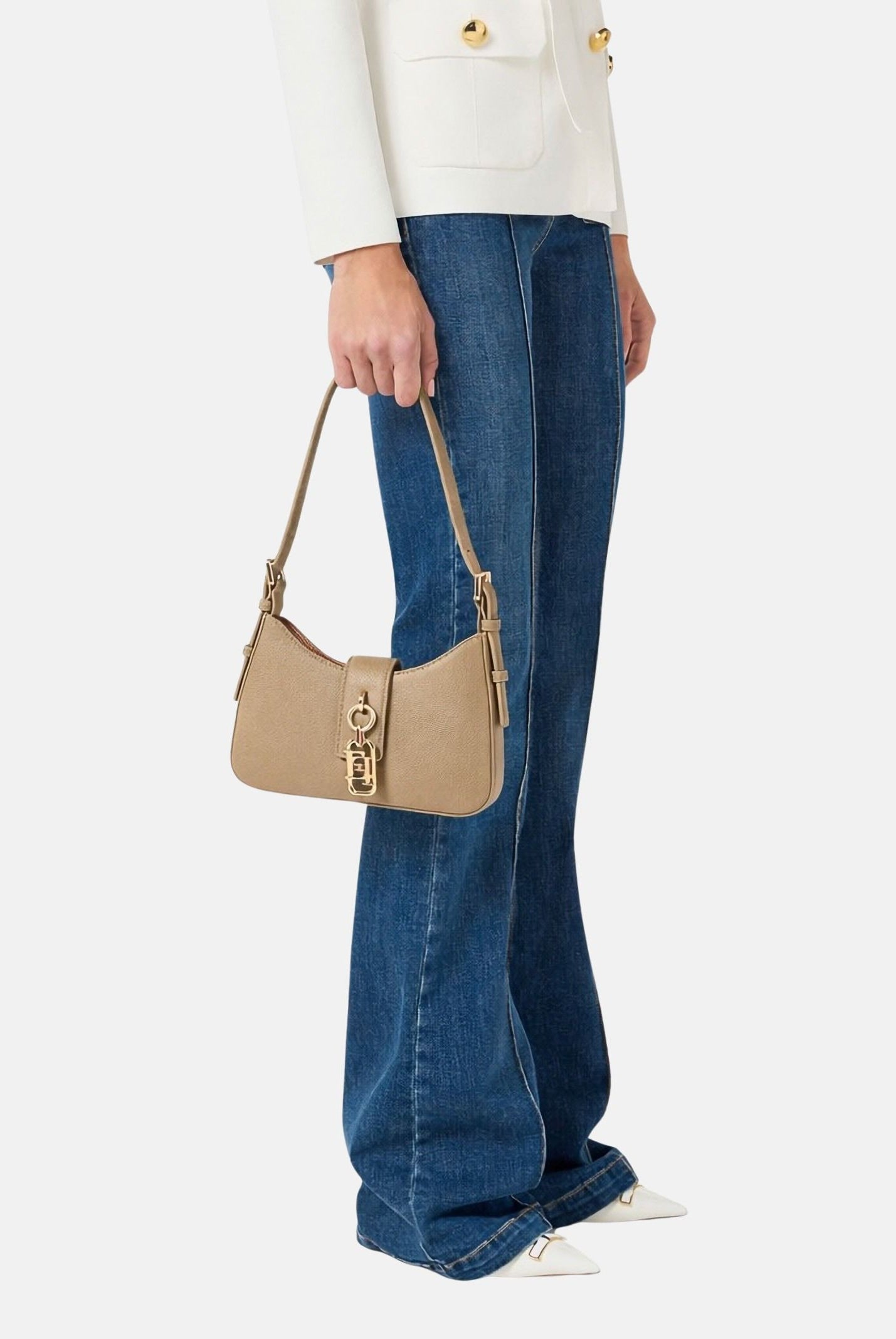 ELISABETTA FRANCHI Borsa a spalla argilla da donna con charm BS24A62E2 229 ELISABETTA FRANCHI