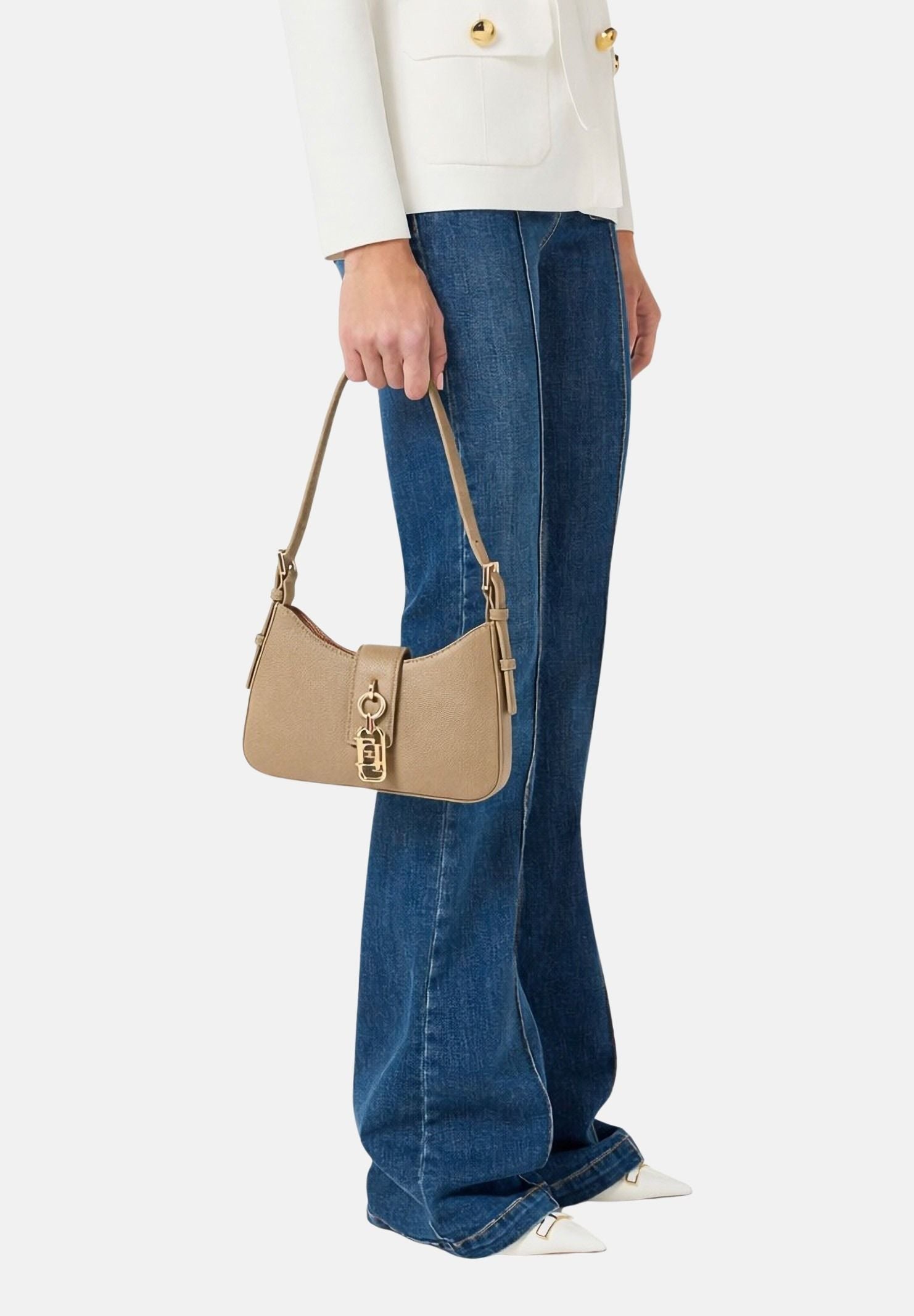 ELISABETTA FRANCHI Borsa a spalla argilla da donna con charm BS24A62E2 229 ELISABETTA FRANCHI