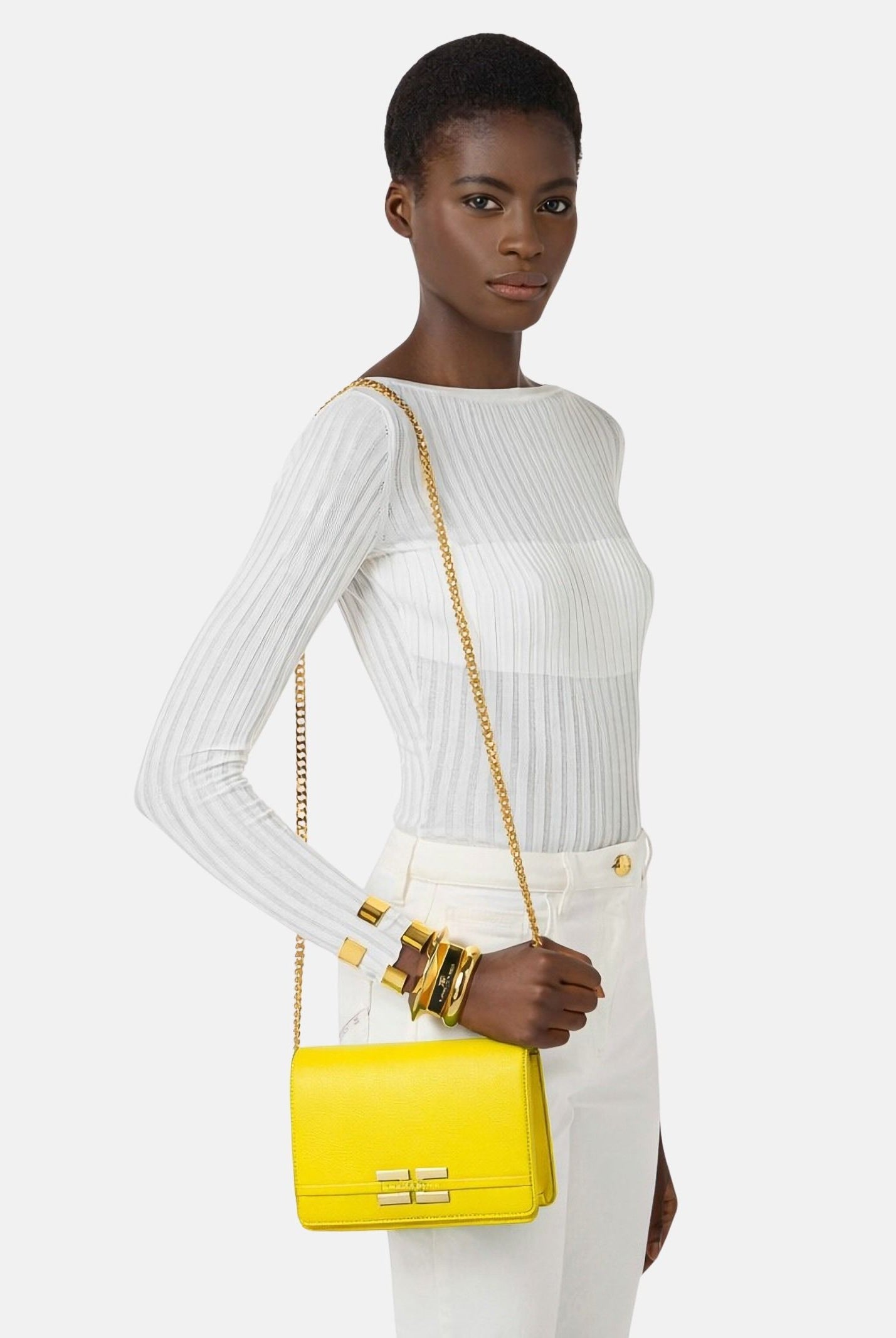 ELISABETTA FRANCHI Pochette gialla da donna con logo BS39A61E2 EV4 ELISABETTA FRANCHI