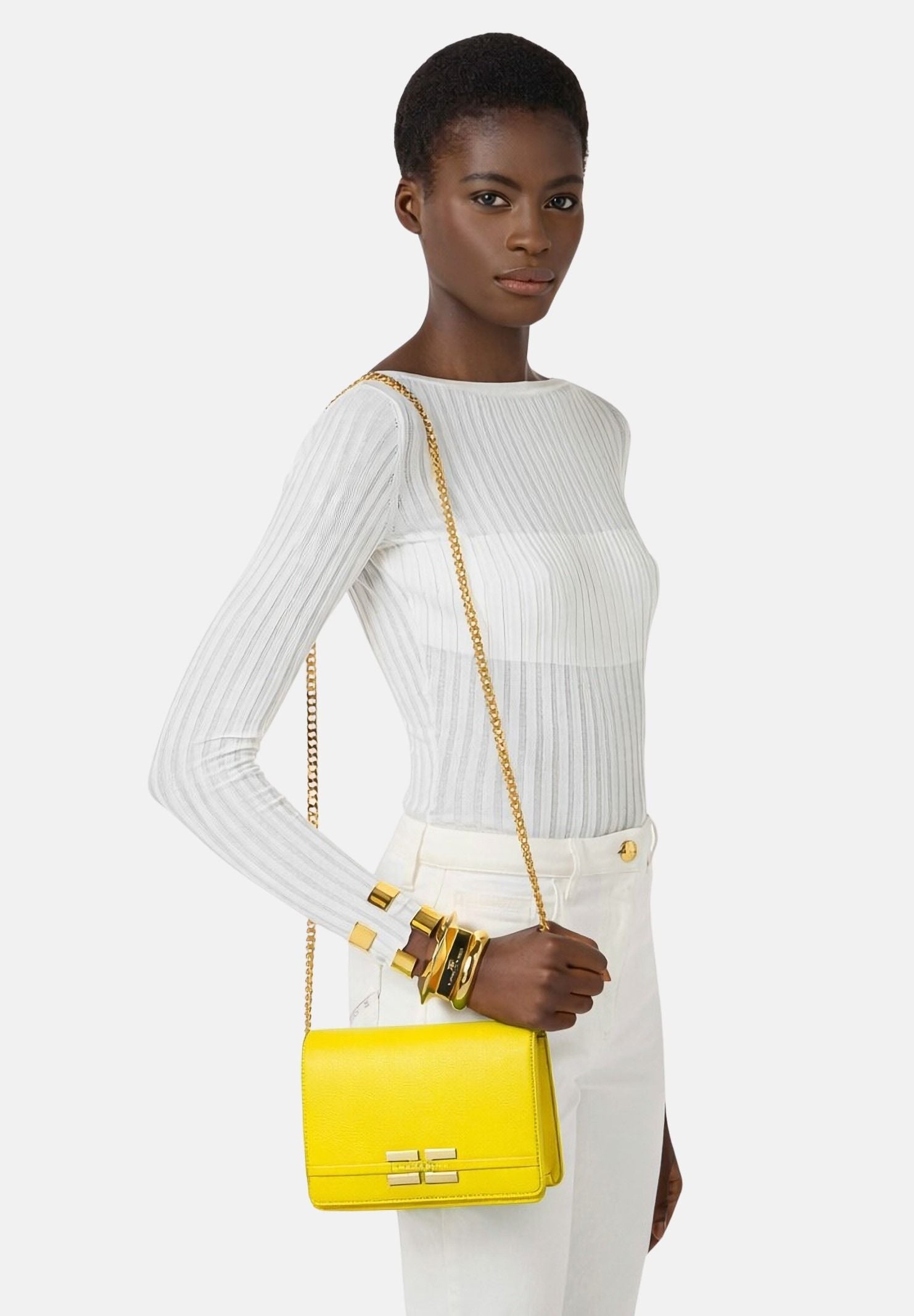 ELISABETTA FRANCHI Pochette gialla da donna con logo BS39A61E2 EV4 ELISABETTA FRANCHI