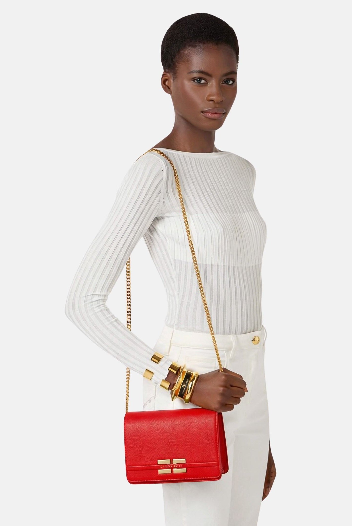 ELISABETTA FRANCHI Pochette rossa da donna con logo BS39A61E2 H85 ELISABETTA FRANCHI