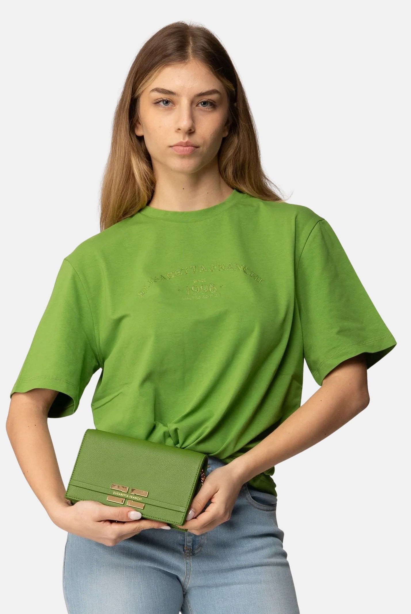 ELISABETTA FRANCHI Pochette verde da donna con logo BS40A61E2 EV3 ELISABETTA FRANCHI