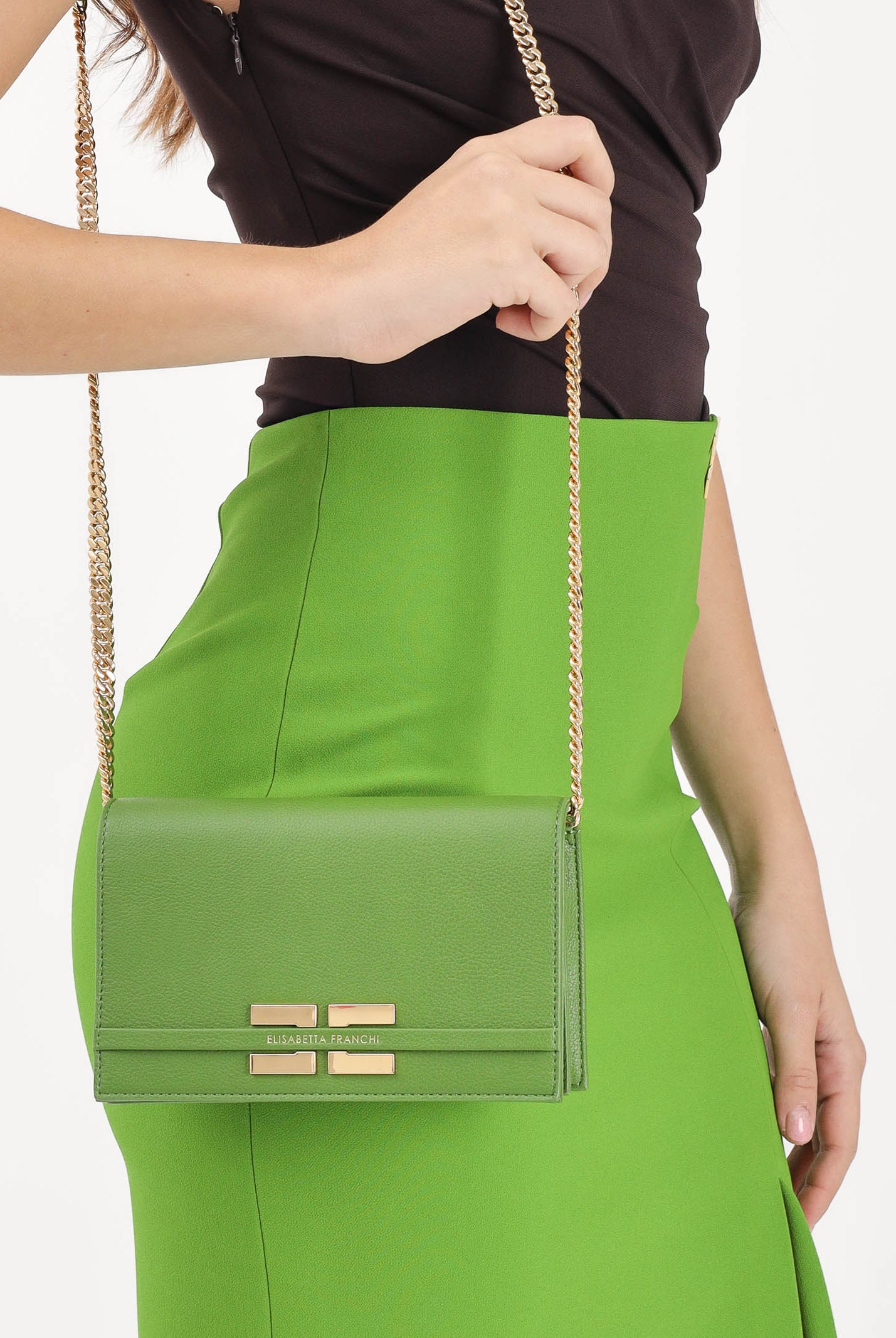 ELISABETTA FRANCHI Pochette verde da donna con logo BS40A61E2 EV3 ELISABETTA FRANCHI