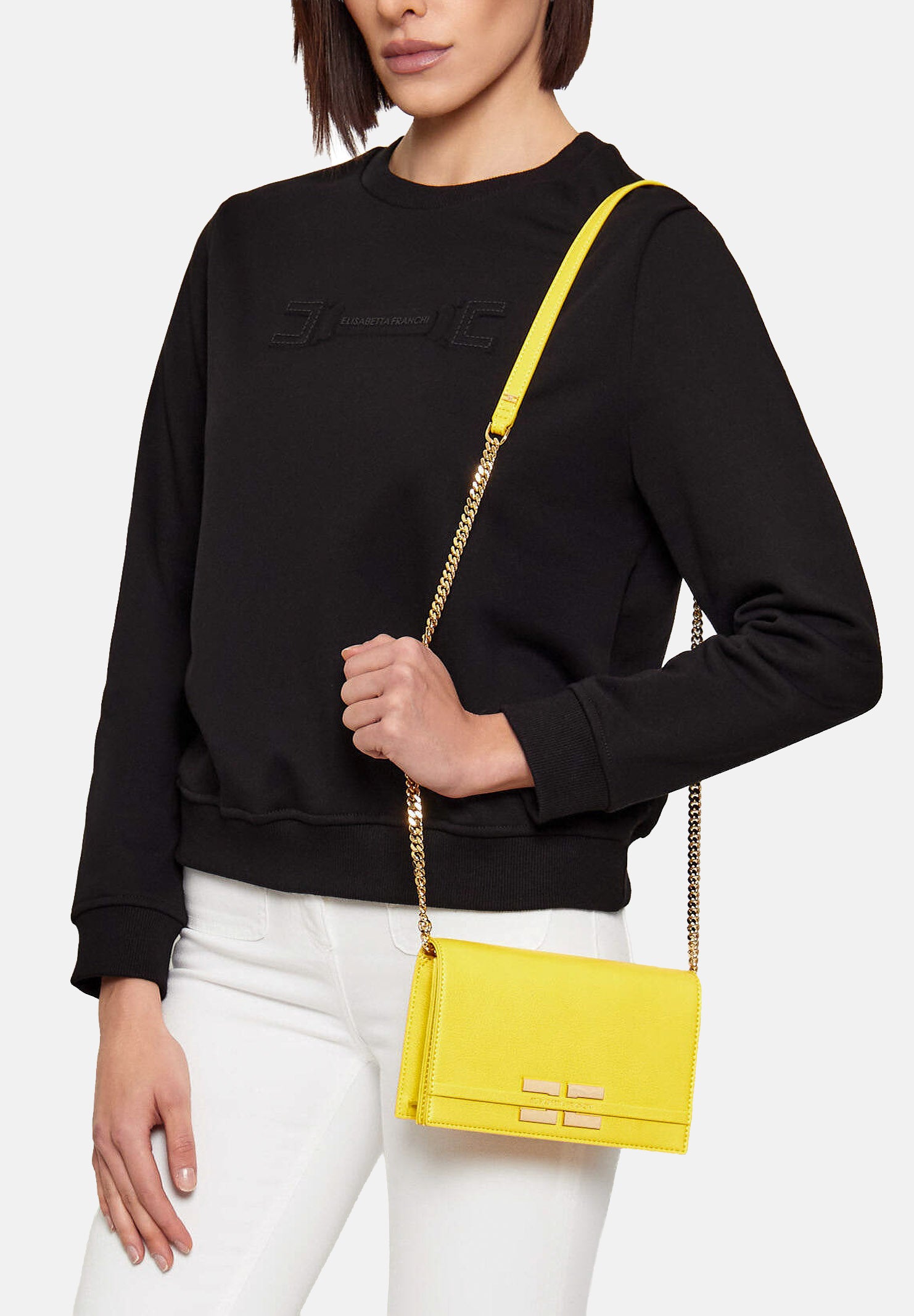 ELISABETTA FRANCHI Pochette gialla da donna con logo BS40A61E2 EV4 ELISABETTA FRANCHI