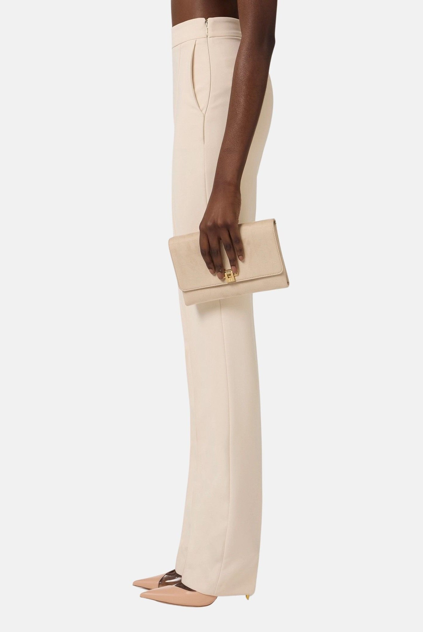 ELISABETTA FRANCHI Pochette vaniglia da donna realizzata in suede BS64A61E2 135 ELISABETTA FRANCHI