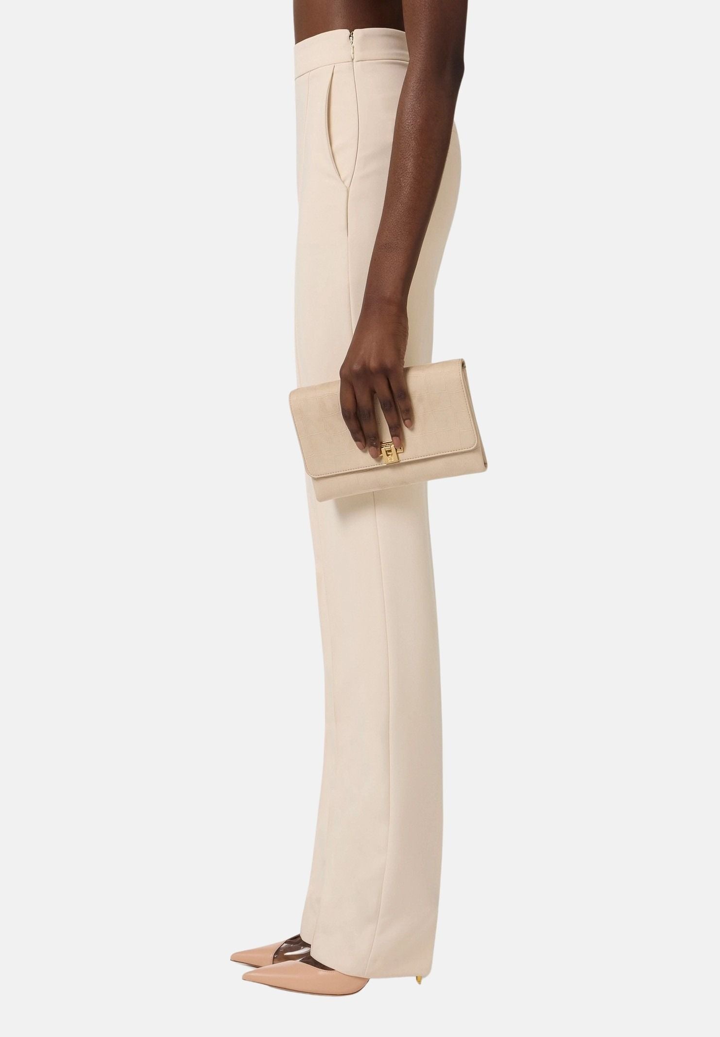 ELISABETTA FRANCHI Pochette vaniglia da donna realizzata in suede BS64A61E2 135 ELISABETTA FRANCHI