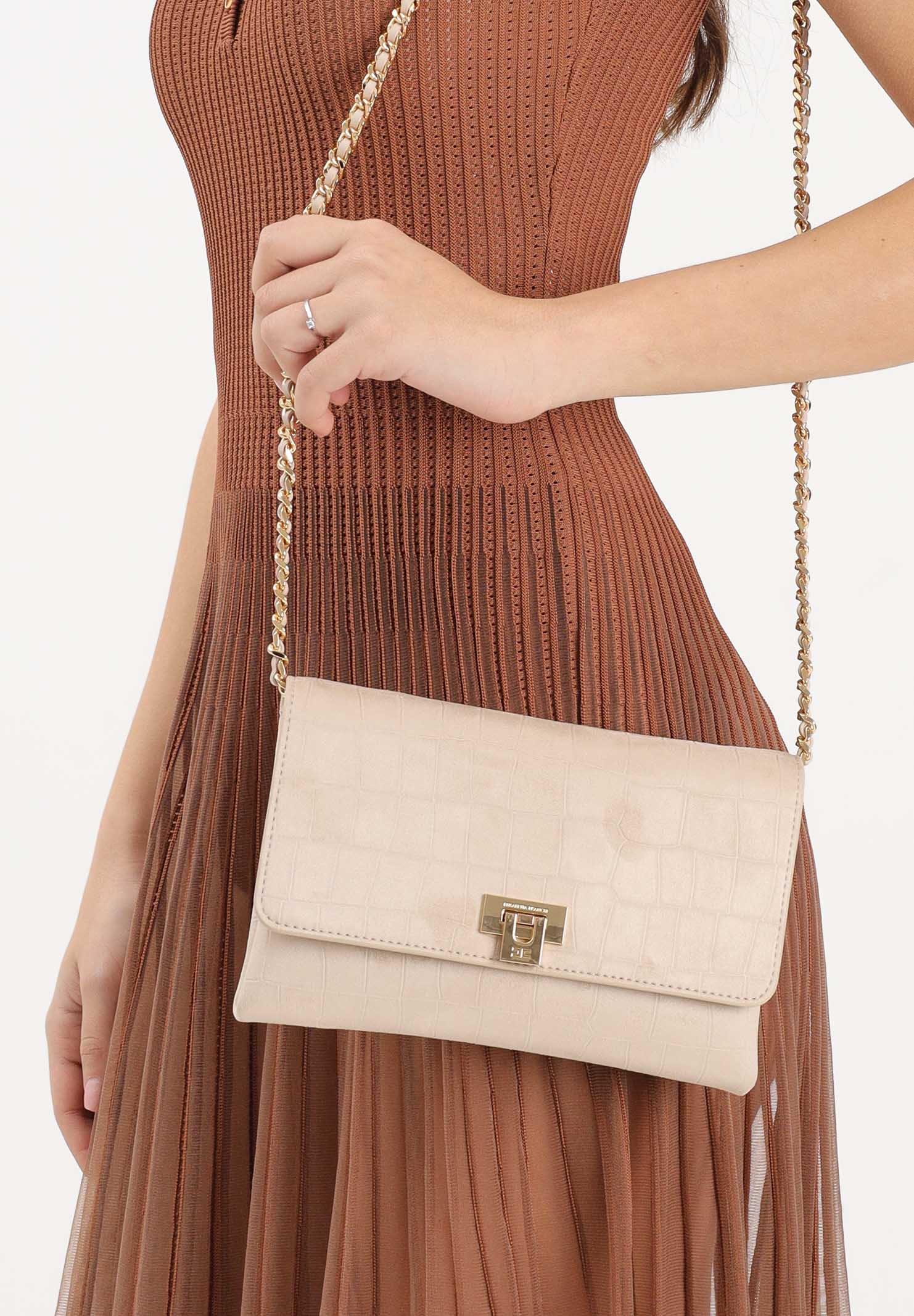 ELISABETTA FRANCHI Pochette vaniglia da donna realizzata in suede BS64A61E2 135 ELISABETTA FRANCHI