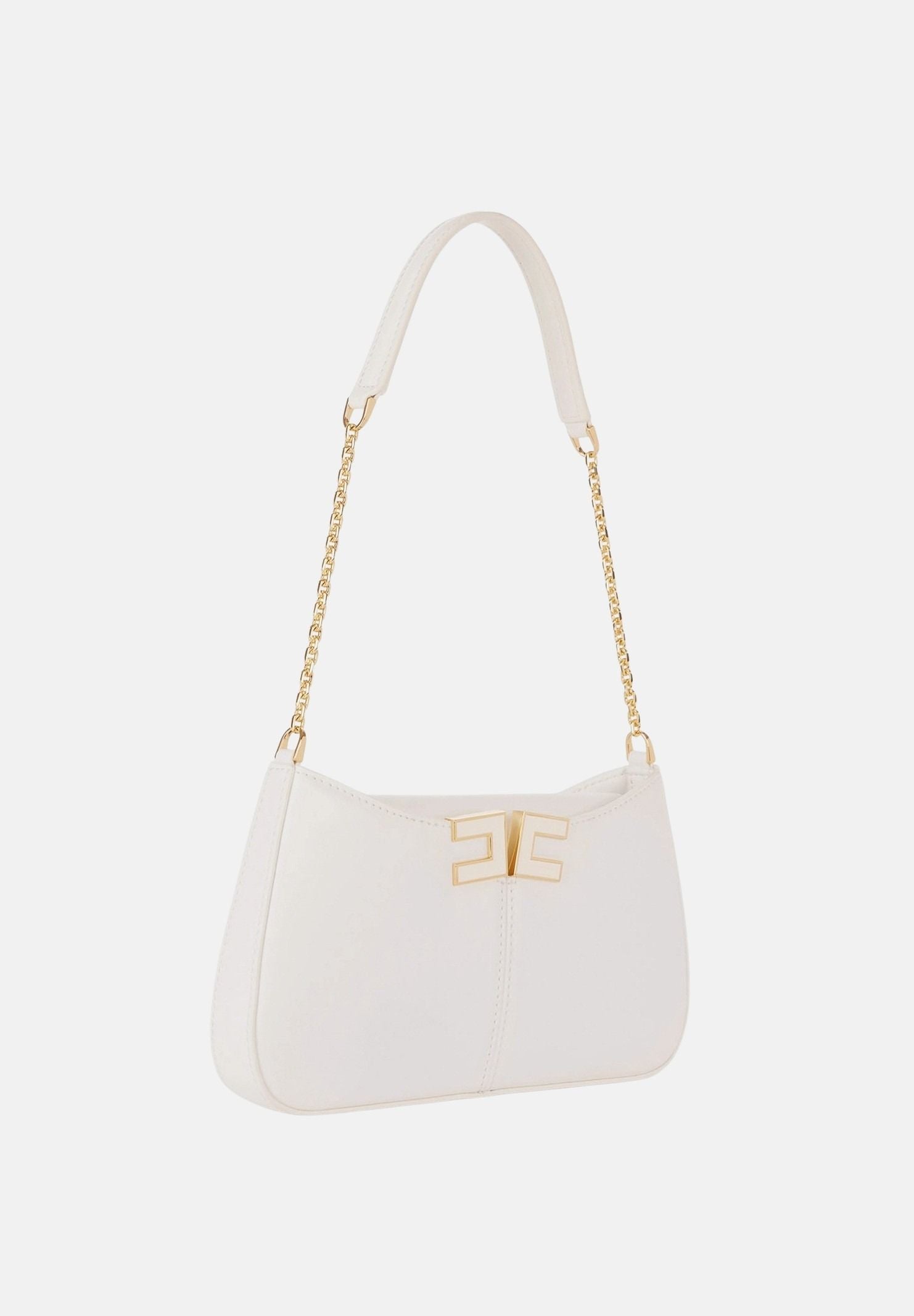 ELISABETTA FRANCHI Borsa a spalla avorio da donna con dettaglio logo BS93A61E2 360 ELISABETTA FRANCHI