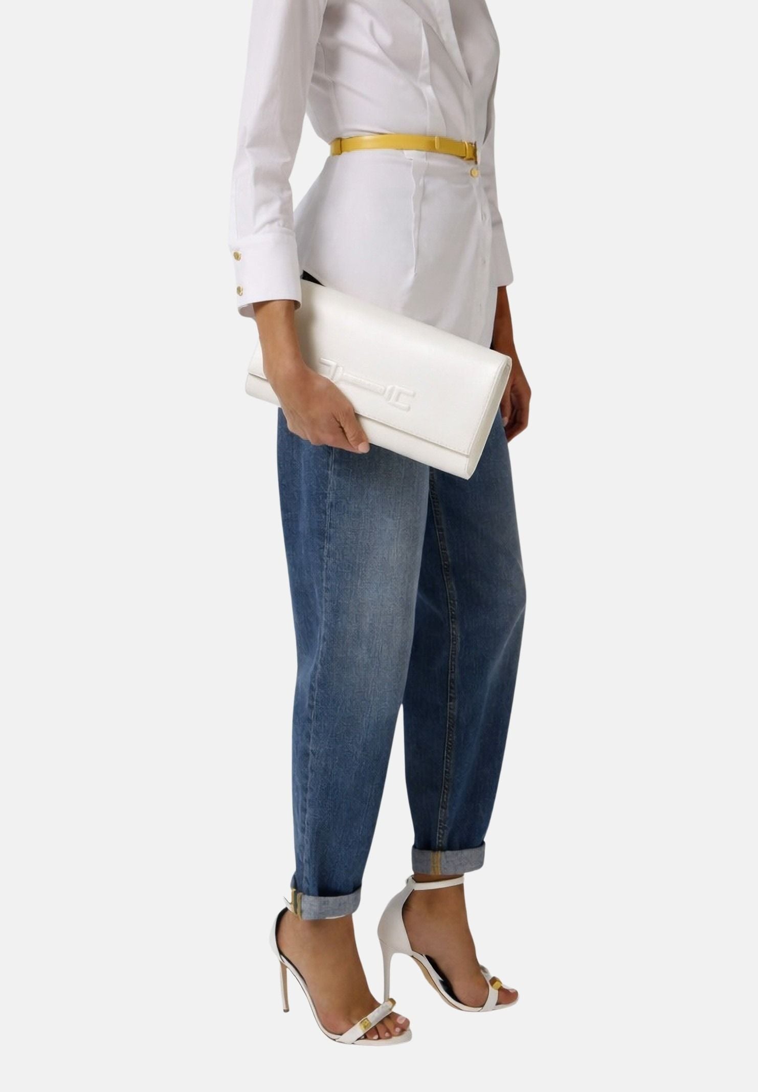 ELISABETTA FRANCHI Pochette avorio da donna realizzata in vera pelle BS99A61E2 360 ELISABETTA FRANCHI