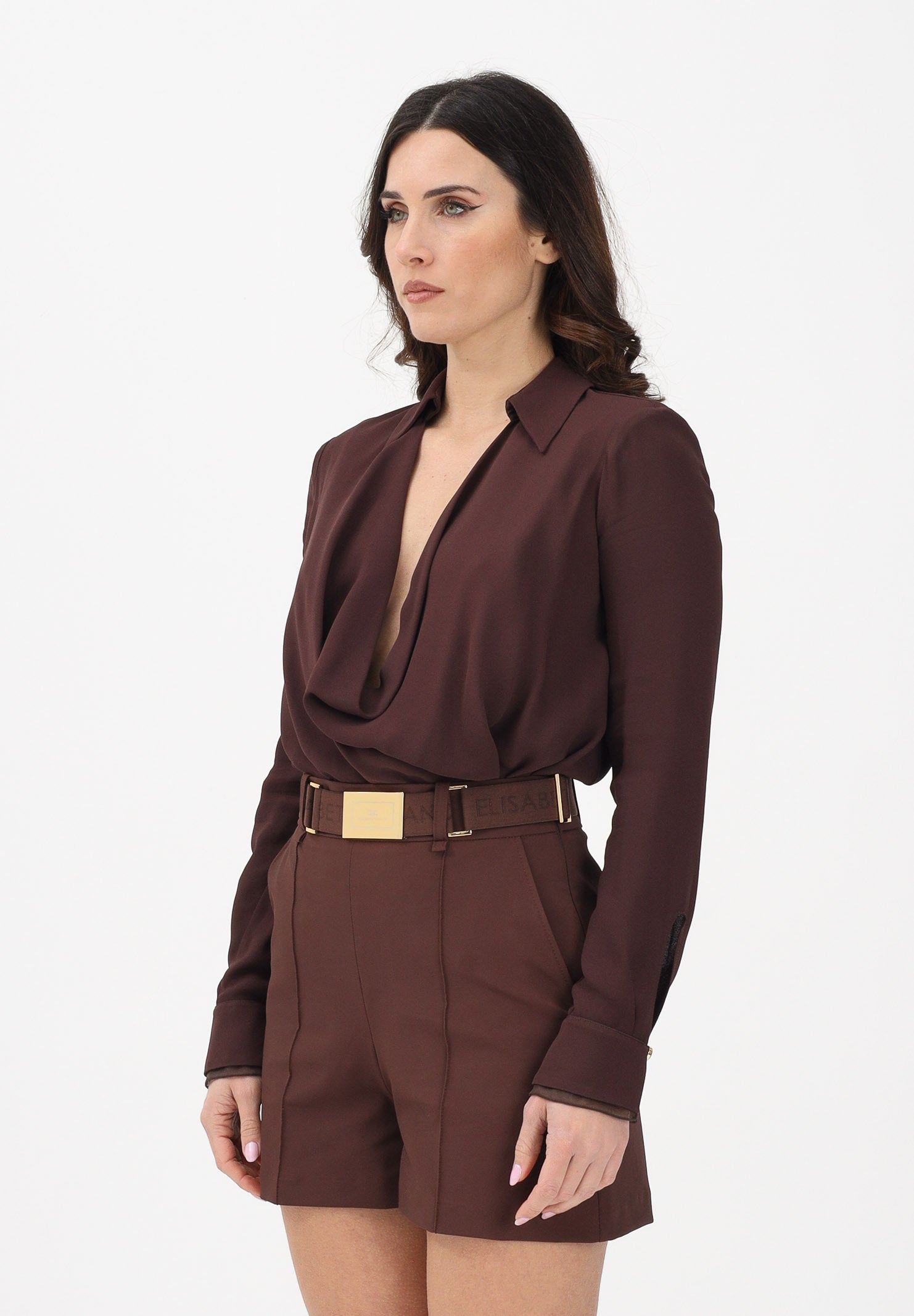 ELISABETTA FRANCHI Body a manica lunga cacao da donna CB00261E2 644 ELISABETTA FRANCHI