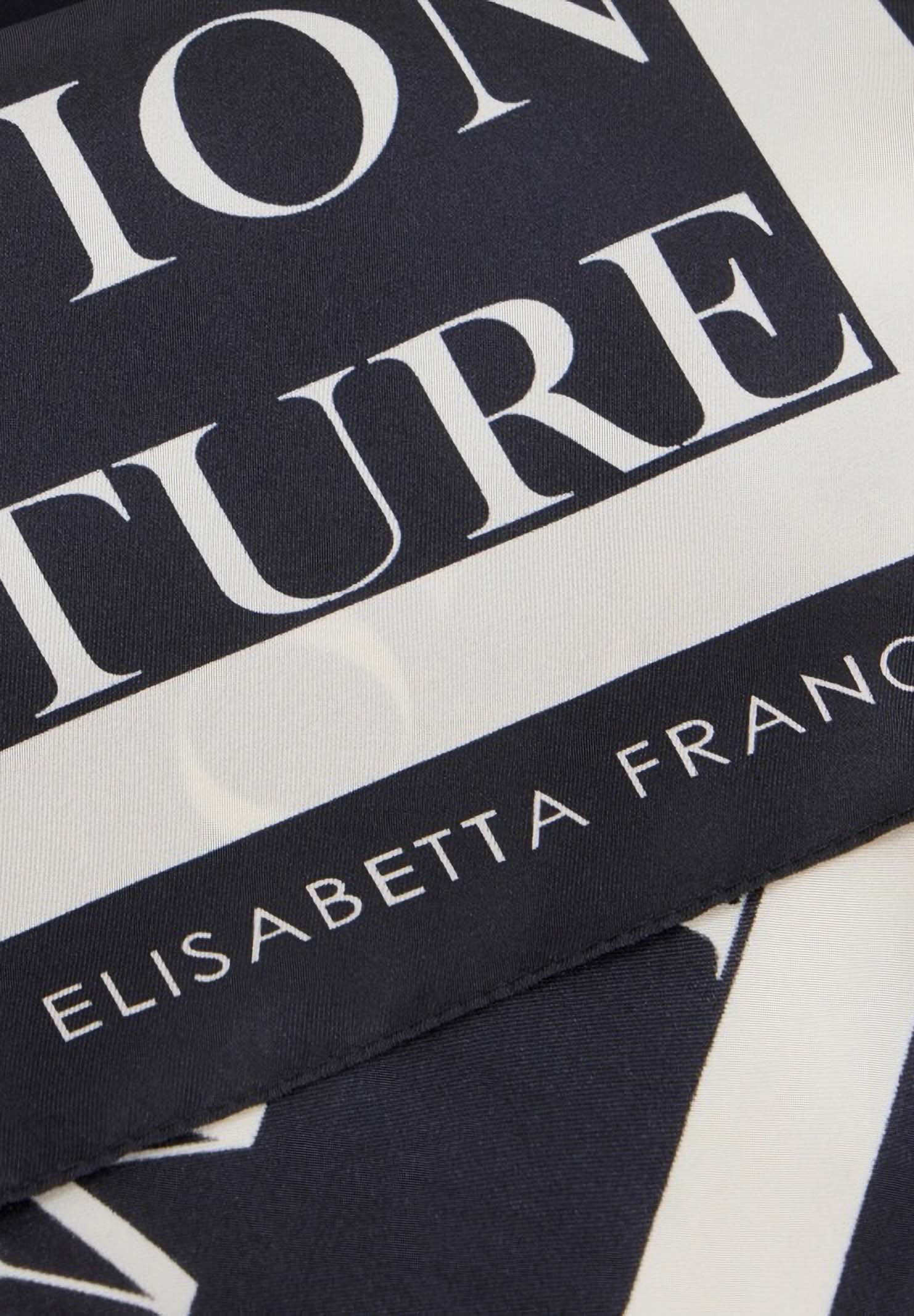 ELISABETTA FRANCHI Foulard nero e burro da donna con stampa lettering FO19F61E2 685 ELISABETTA FRANCHI