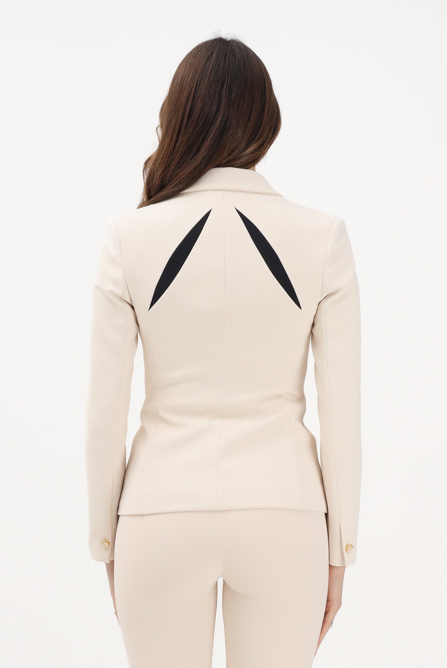 ELISABETTA FRANCHI Giacca monopetto burro e nera da donna con cut-out bicolore GI19861E2 E84 ELISABETTA FRANCHI