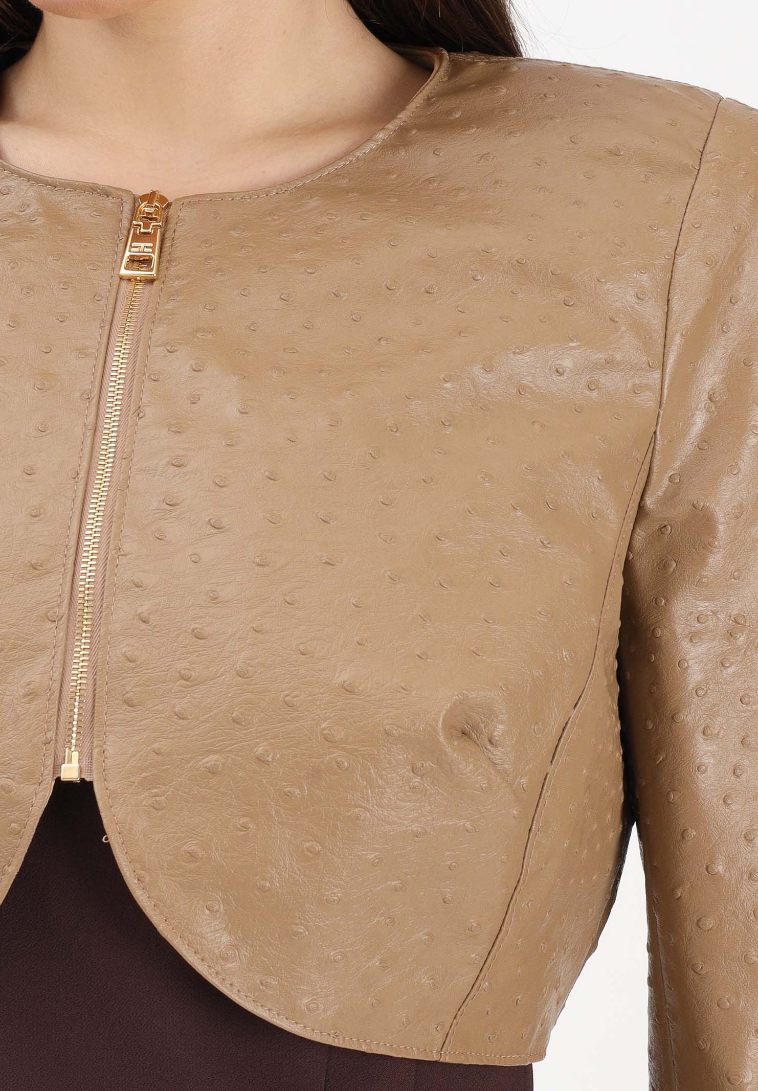 ELISABETTA FRANCHI Giubbotto in ecopelle argilla da donna GI24062E2 229 ELISABETTA FRANCHI