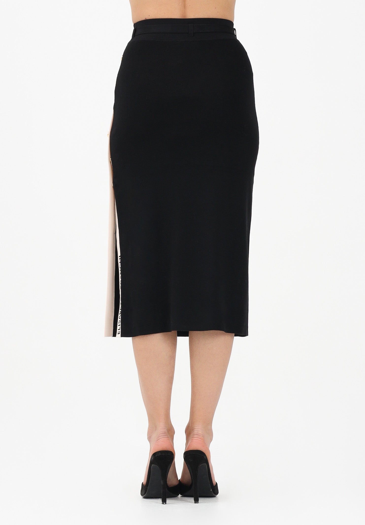ELISABETTA FRANCHI Gonna midi in maglia nera da donna GK27S61E2 685 ELISABETTA FRANCHI