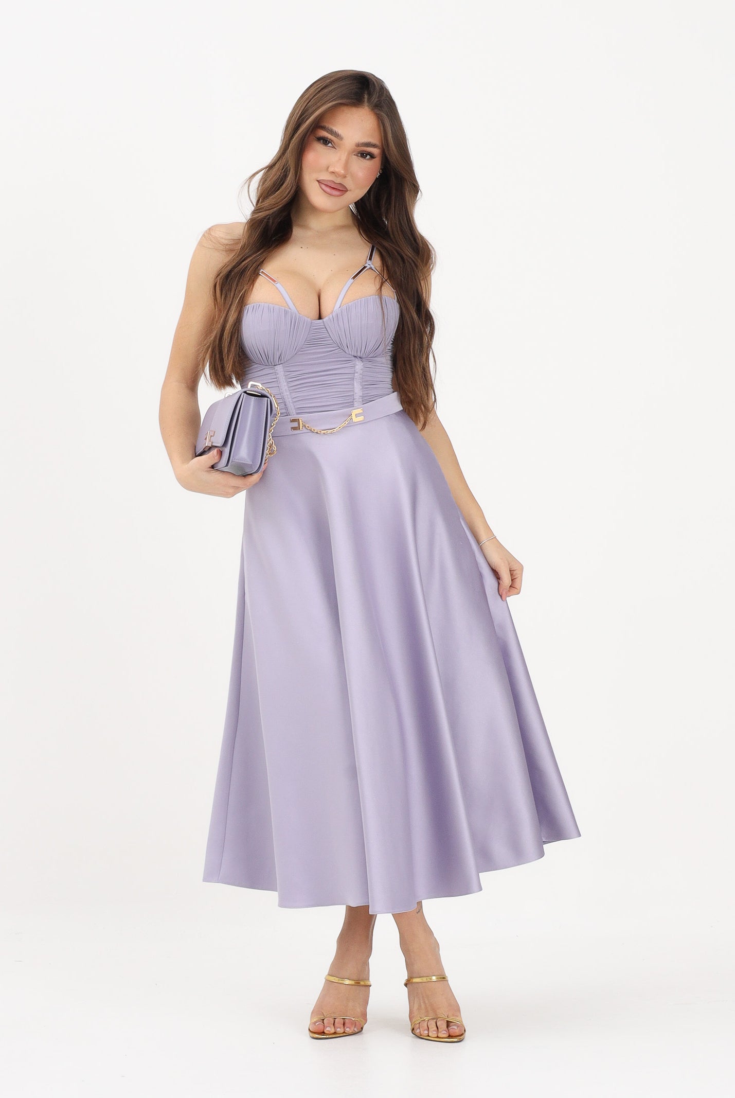 ELISABETTA FRANCHI Gonna midi lilla da donna GO15661E2 EV7 ELISABETTA FRANCHI