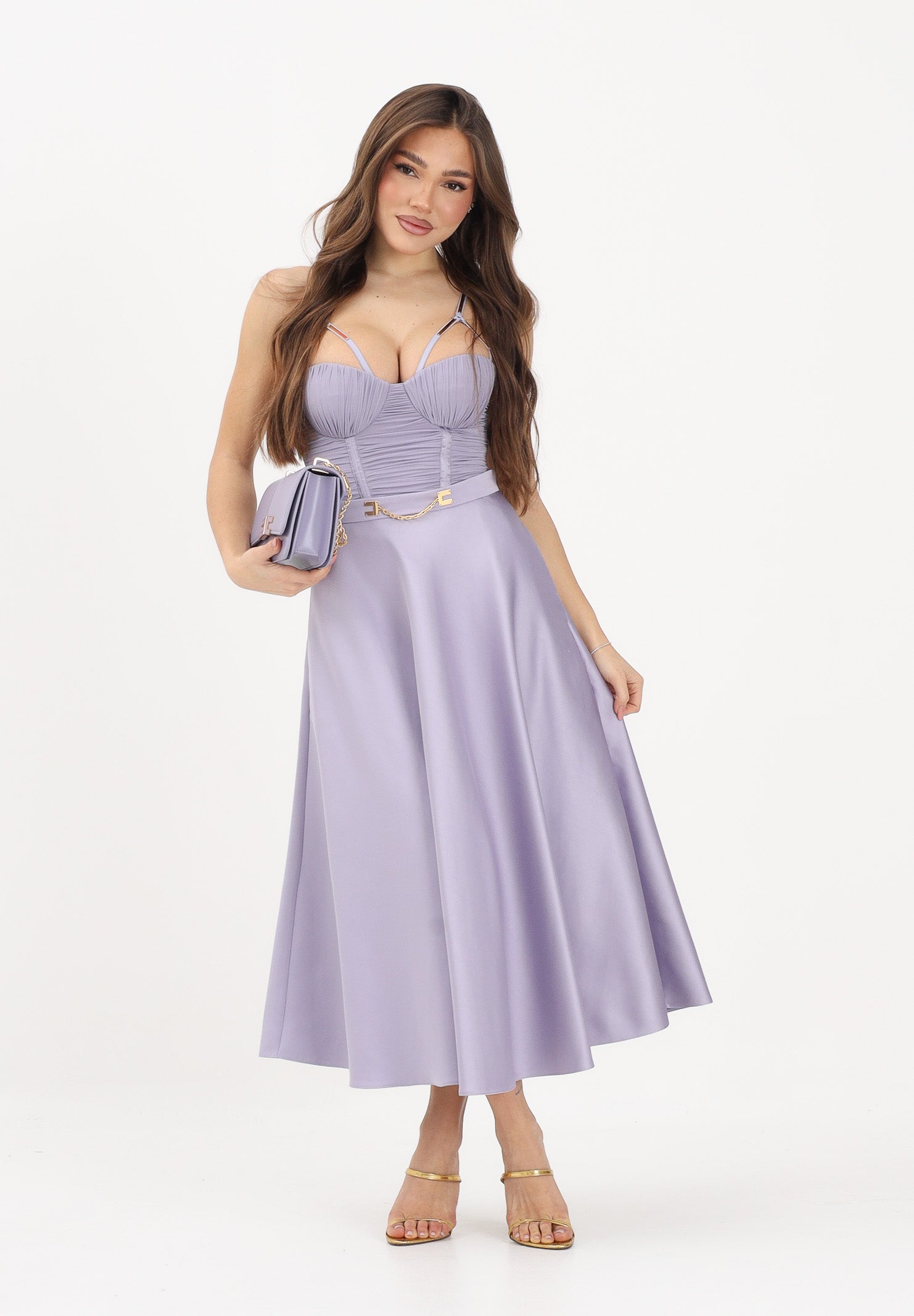 ELISABETTA FRANCHI Gonna midi lilla da donna GO15661E2 EV7 ELISABETTA FRANCHI