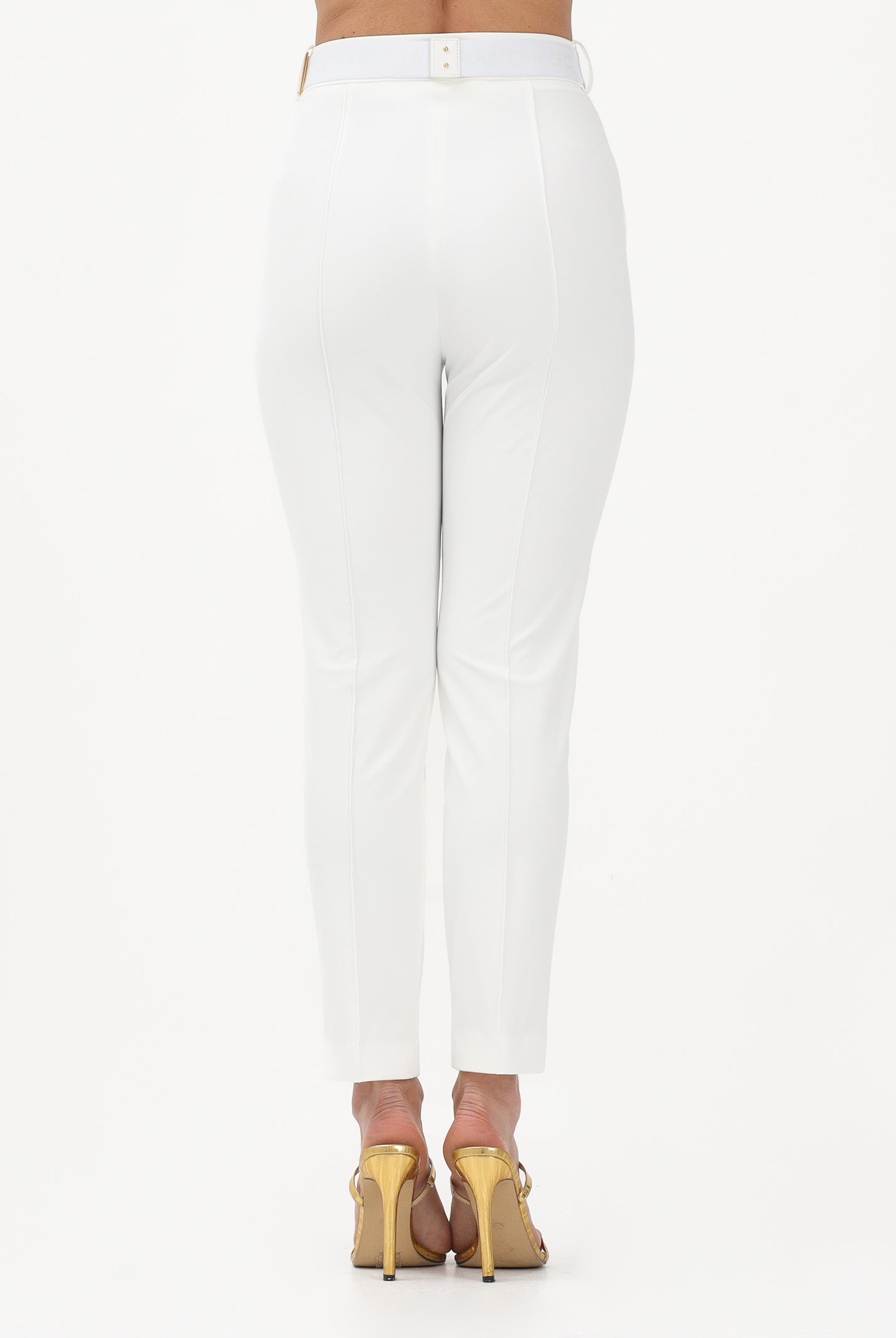 ELISABETTA FRANCHI Pantalone elegante bianco da donna con cintura PA13261E2 360 ELISABETTA FRANCHI