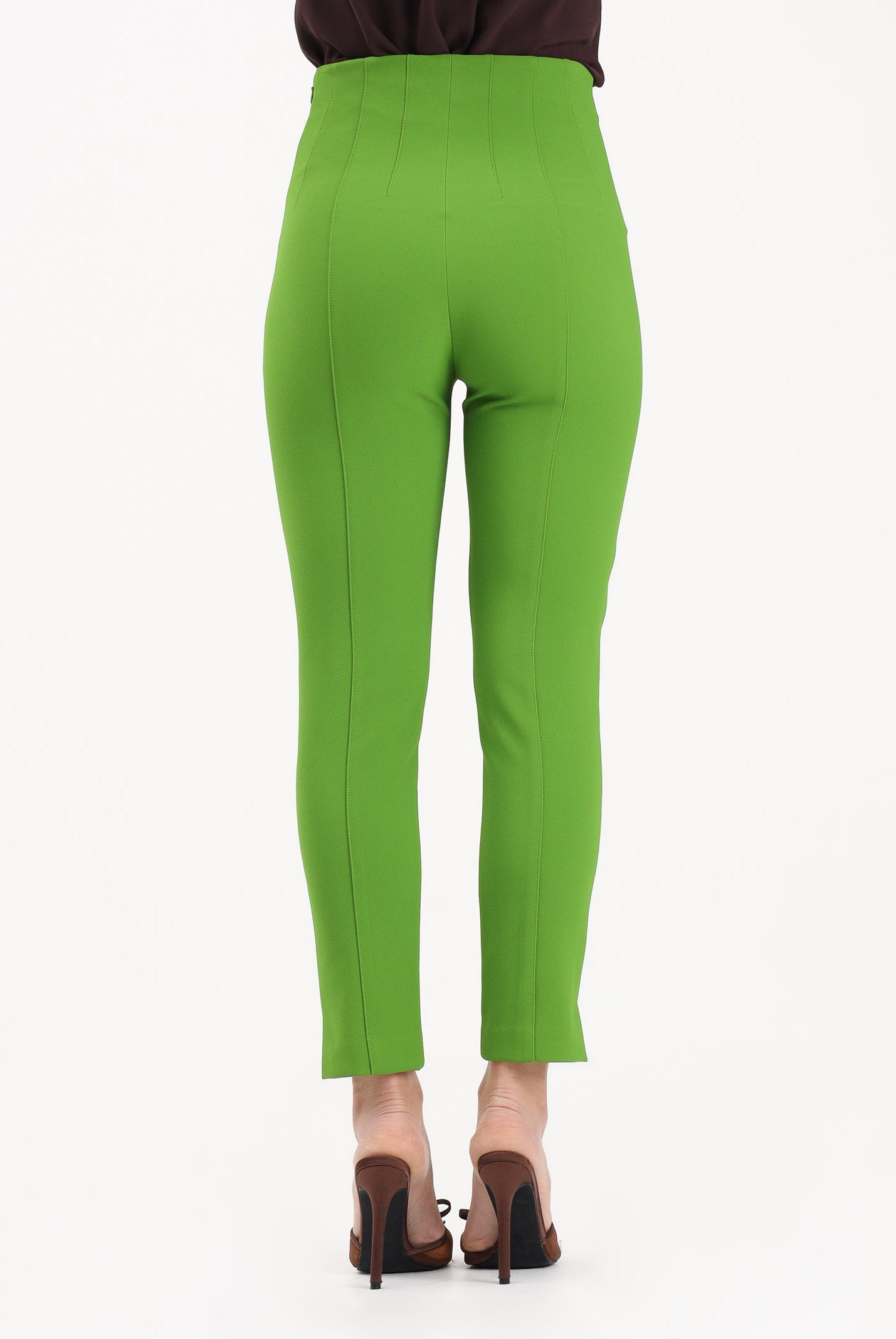 ELISABETTA FRANCHI Pantalone elegante verde da donna con dettagli logo<BR/> PA16361E2 EV3 ELISABETTA FRANCHI