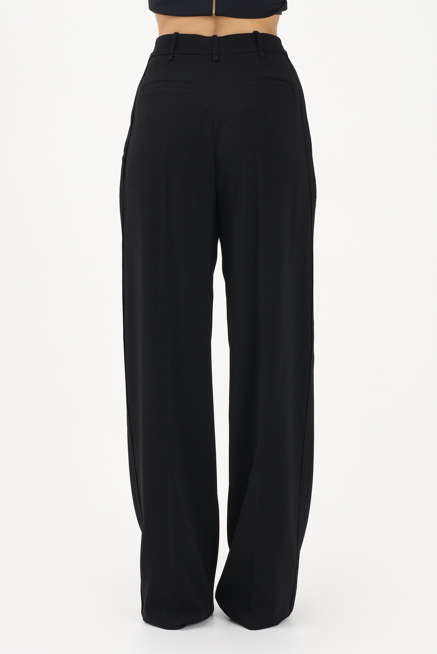 ELISABETTA FRANCHI Pantalone elegante nero da donna con logo charm PA16761E2 110 ELISABETTA FRANCHI