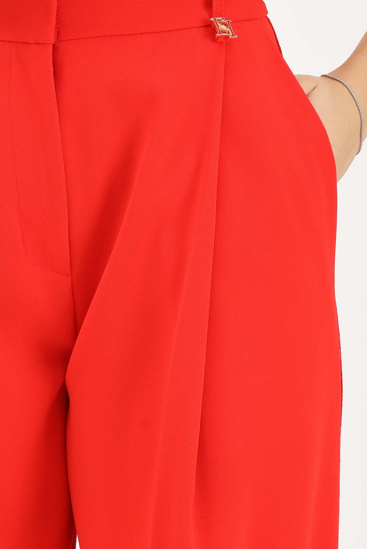ELISABETTA FRANCHI Pantalone elegante rosso da donna con logo charm PA16761E2 H85 ELISABETTA FRANCHI