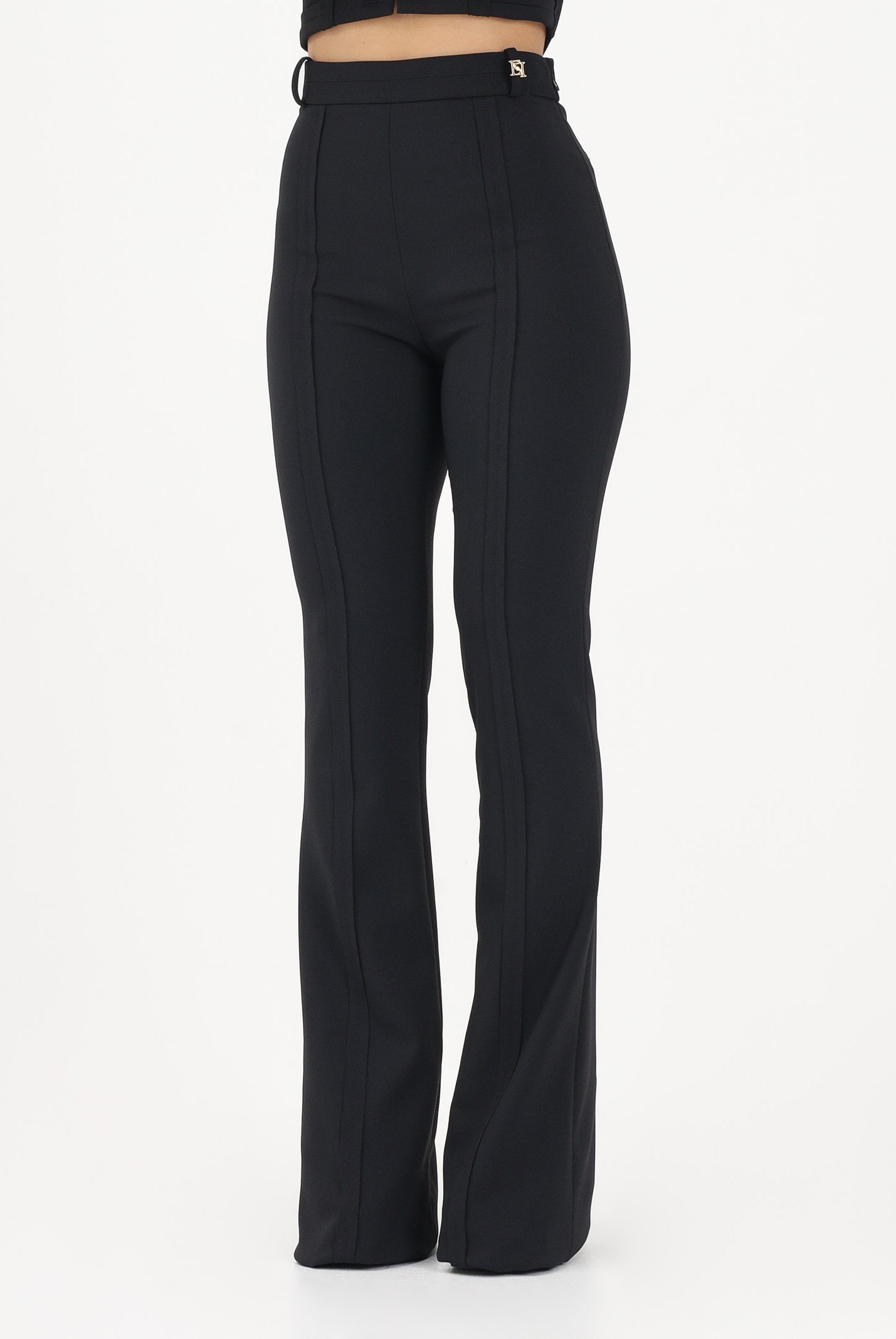 ELISABETTA FRANCHI Pantalone elegante nero da donna in doppio crêpe stretch PA16961E2 110 ELISABETTA FRANCHI