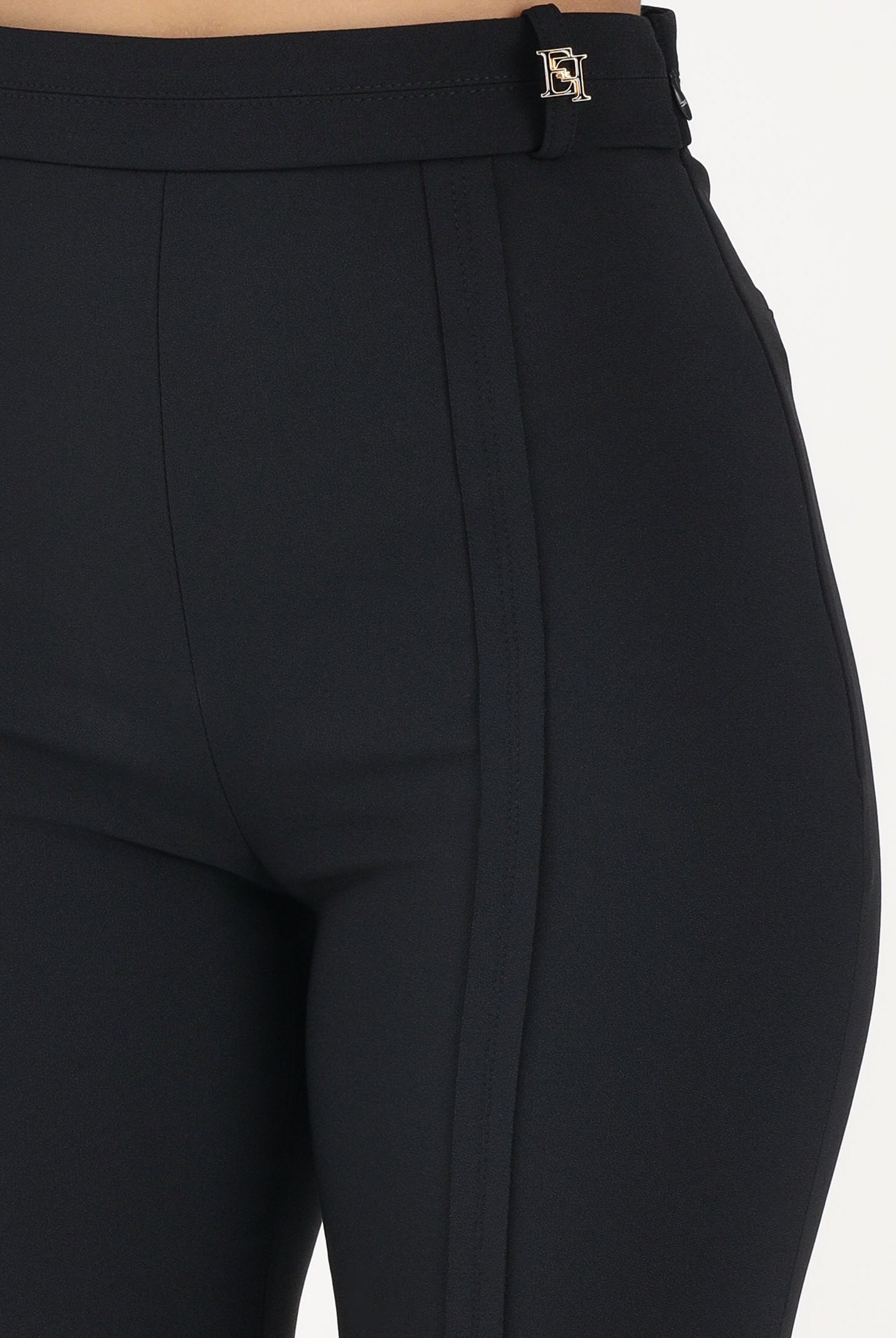 ELISABETTA FRANCHI Pantalone elegante nero da donna in doppio crêpe stretch PA16961E2 110 ELISABETTA FRANCHI