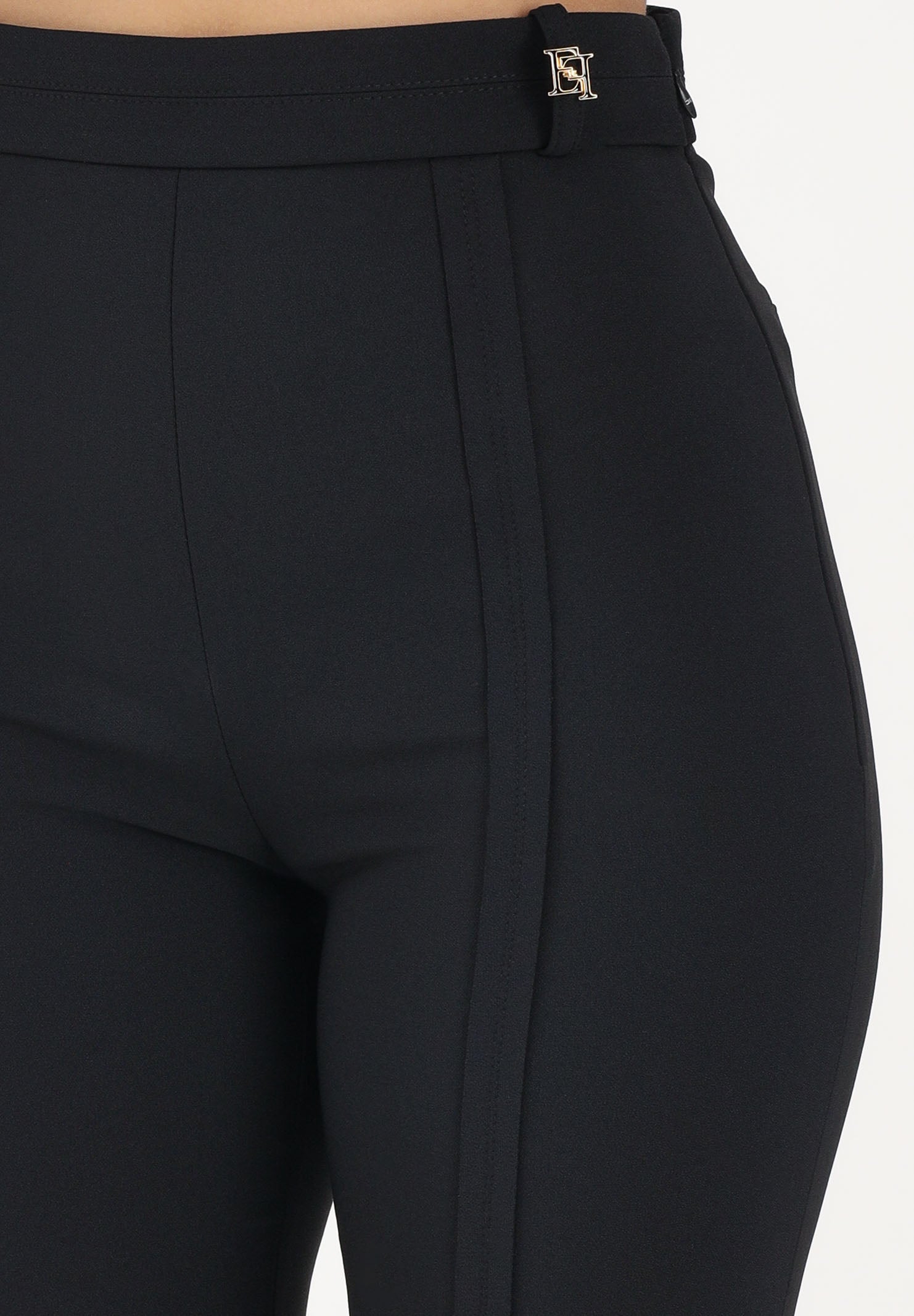 ELISABETTA FRANCHI Pantalone elegante nero da donna in doppio crêpe stretch PA16961E2 110 ELISABETTA FRANCHI