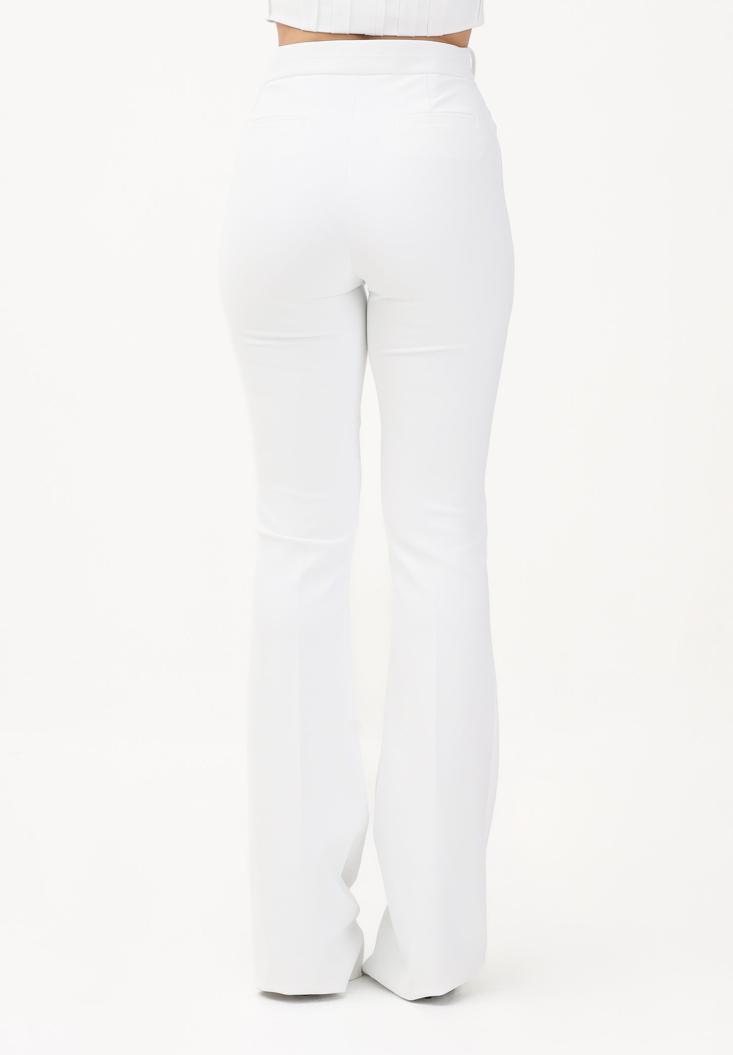 ELISABETTA FRANCHI Pantalone elegante avorio da donna in doppio crêpe stretch PA16961E2 360 ELISABETTA FRANCHI