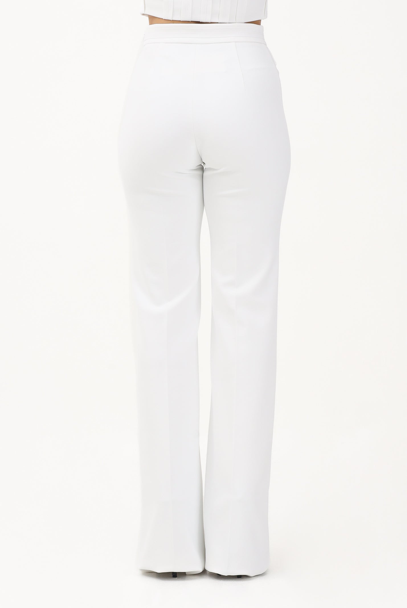ELISABETTA FRANCHI Pantalone elegante avorio da donna con logo ricamato<BR/> PA17161E2 360 ELISABETTA FRANCHI