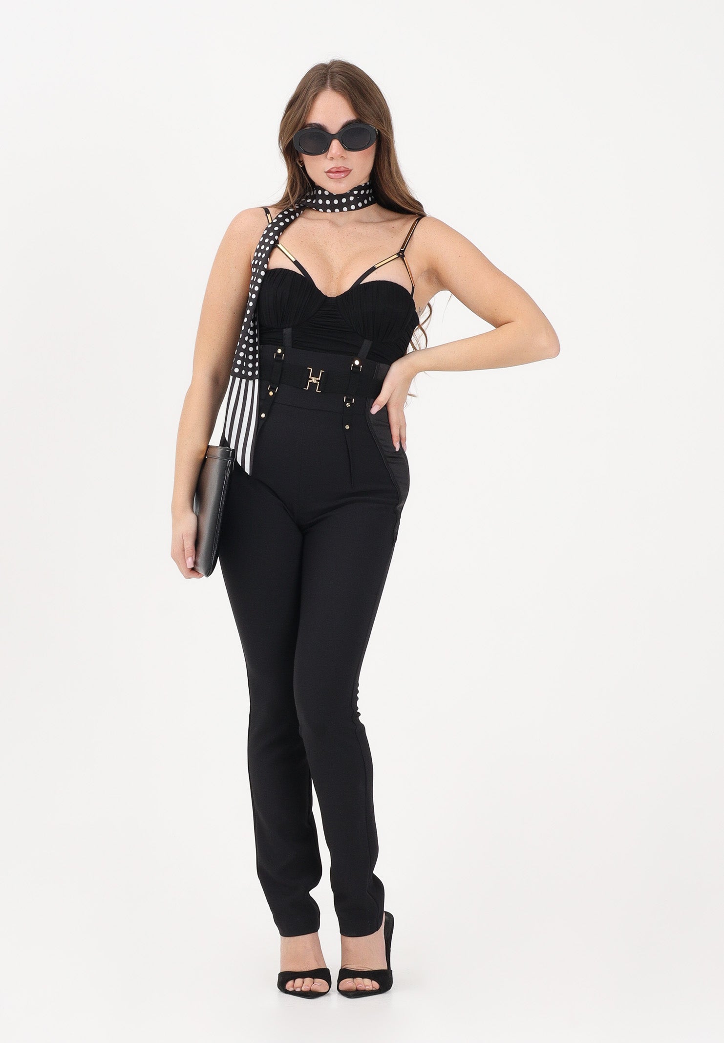 ELISABETTA FRANCHI Pantalone elegante nero da donna con bustier PA18062E2 110 ELISABETTA FRANCHI