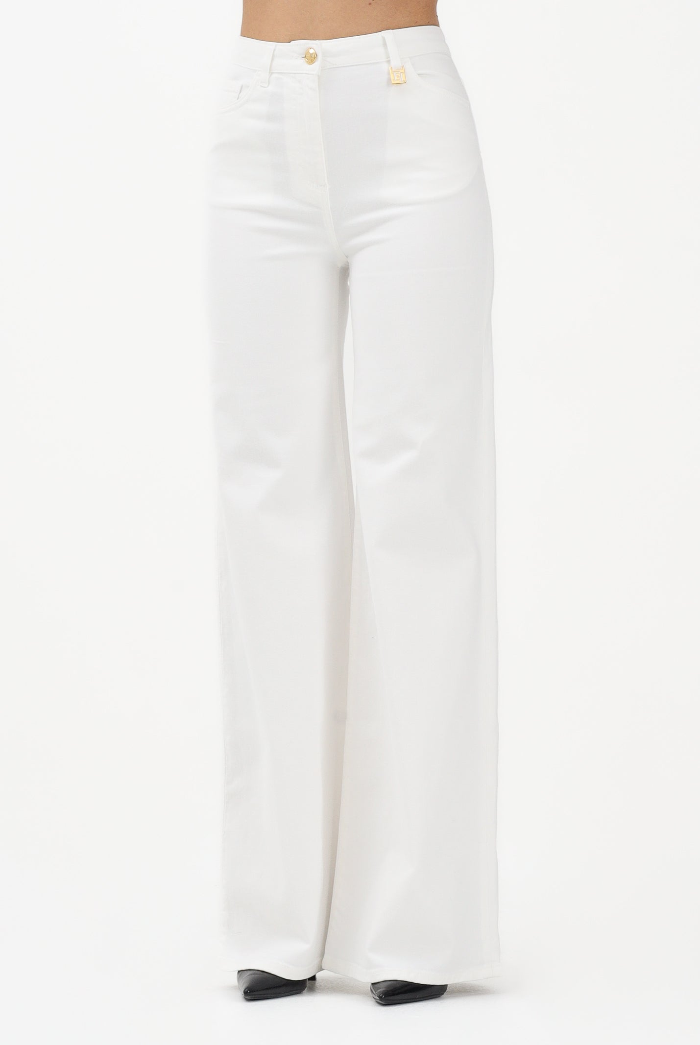 ELISABETTA FRANCHI Jeans a palazzo avorio da donna PJ23N61E2 360 ELISABETTA FRANCHI