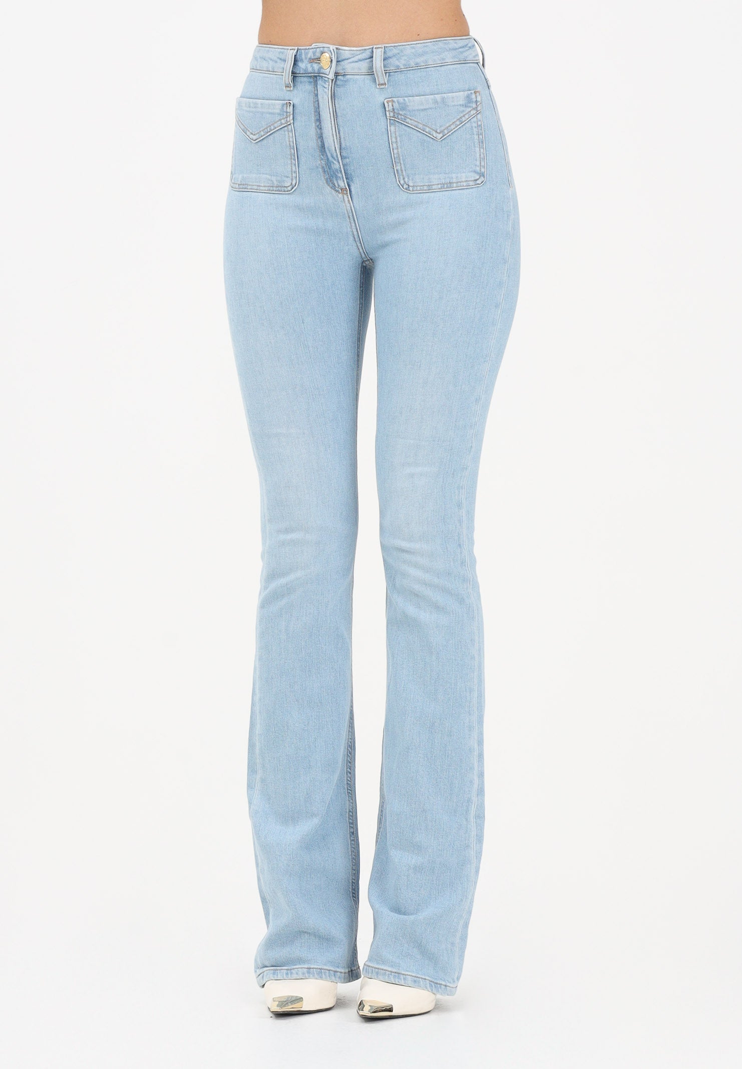 ELISABETTA FRANCHI Jeans in denim chiaro da donna con costruzione a zampetta PJ24N61E2 192 ELISABETTA FRANCHI