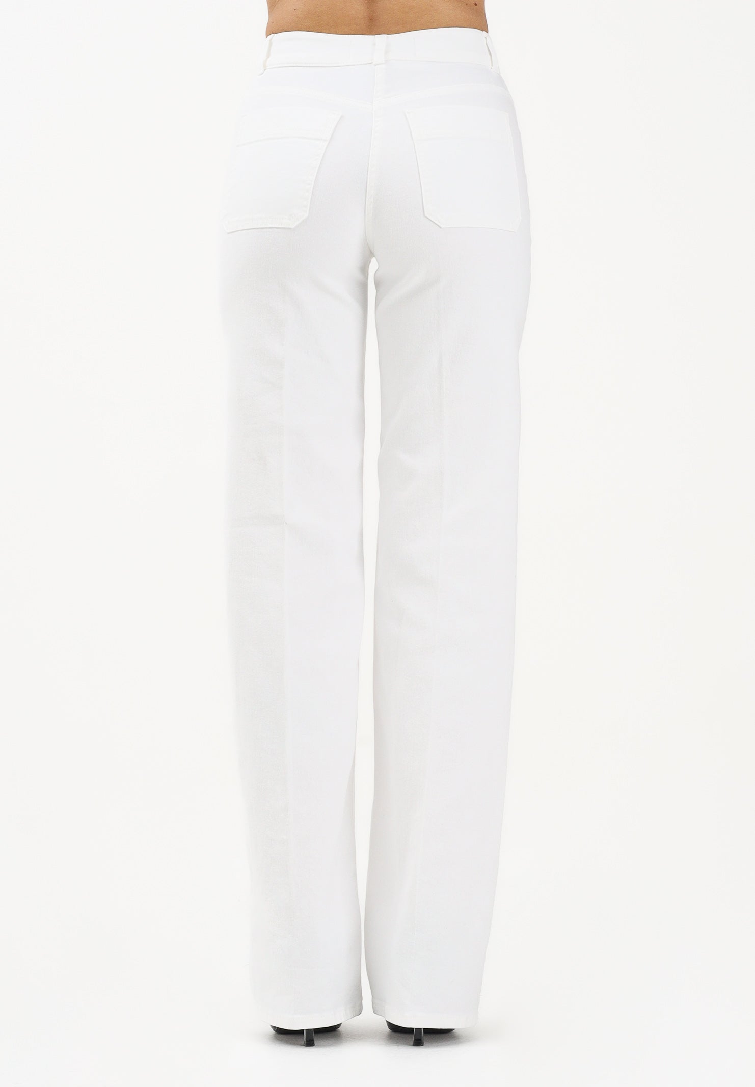 ELISABETTA FRANCHI Jeans a vita alta avorio da donna con dettagli gioiello PJ25D61E2 360 ELISABETTA FRANCHI