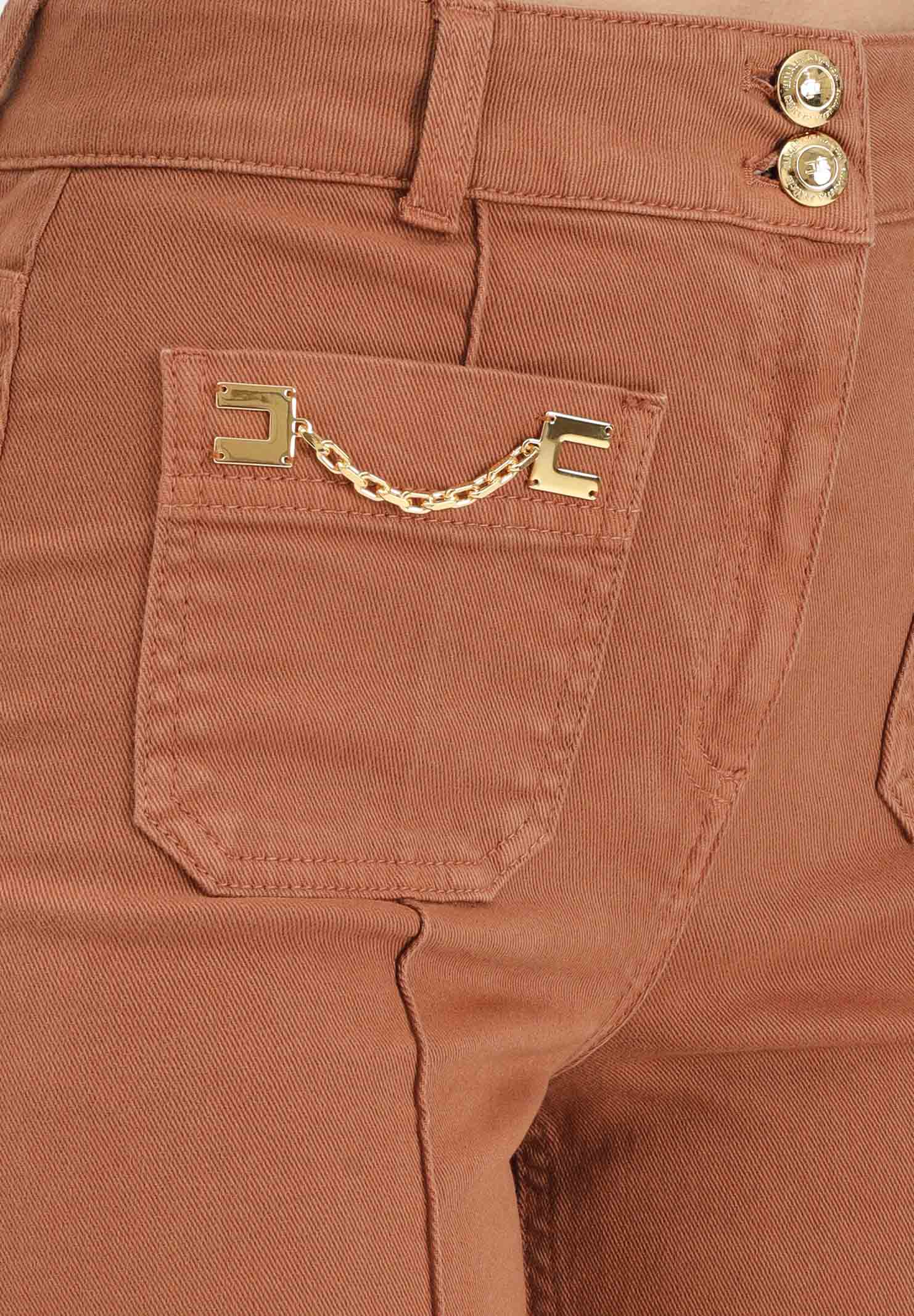 ELISABETTA FRANCHI Jeans a vita alta cuoio da donna con dettagli gioiello PJ25D61E2 600 ELISABETTA FRANCHI
