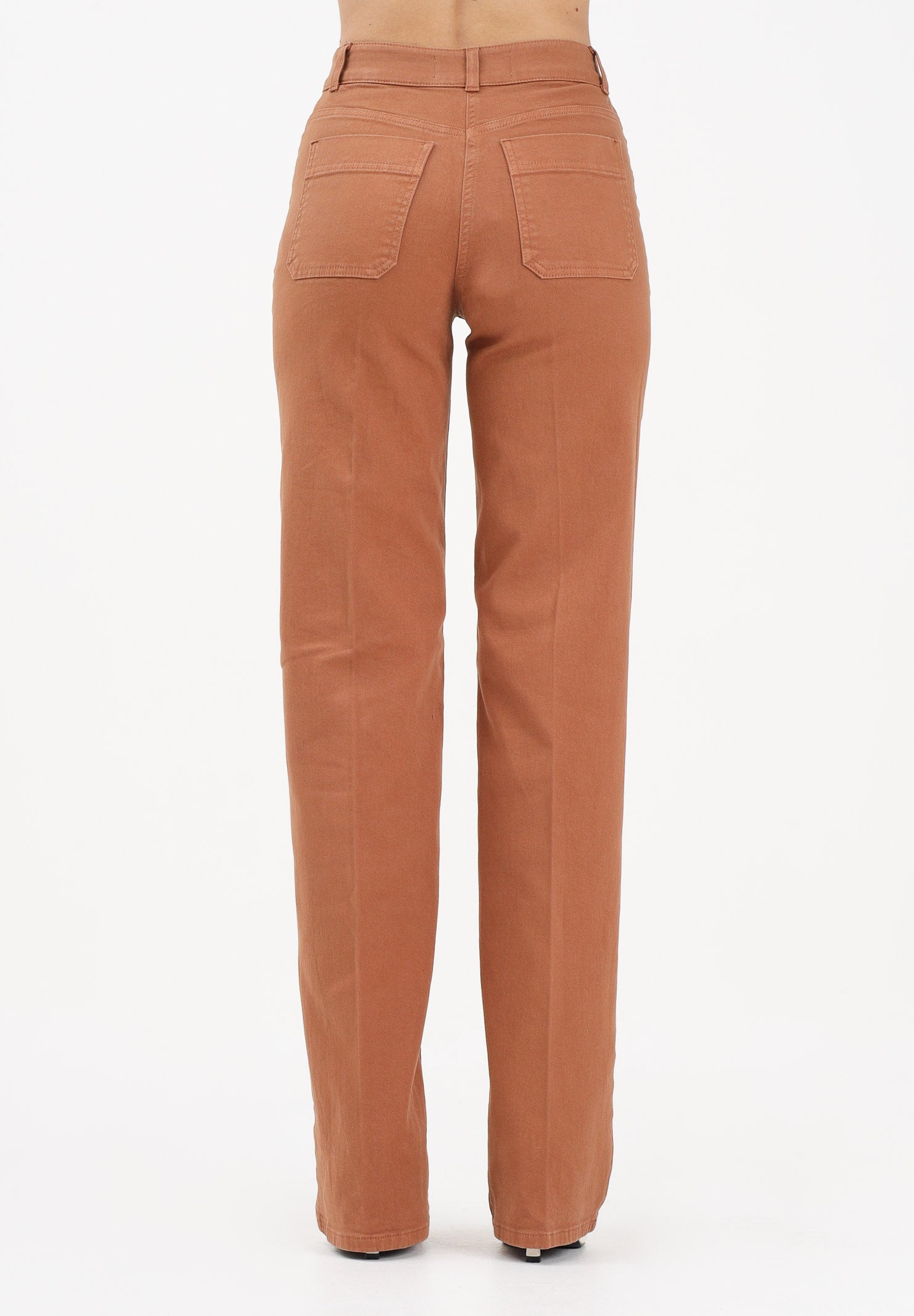 ELISABETTA FRANCHI Jeans a vita alta cuoio da donna con dettagli gioiello PJ25D61E2 600 ELISABETTA FRANCHI