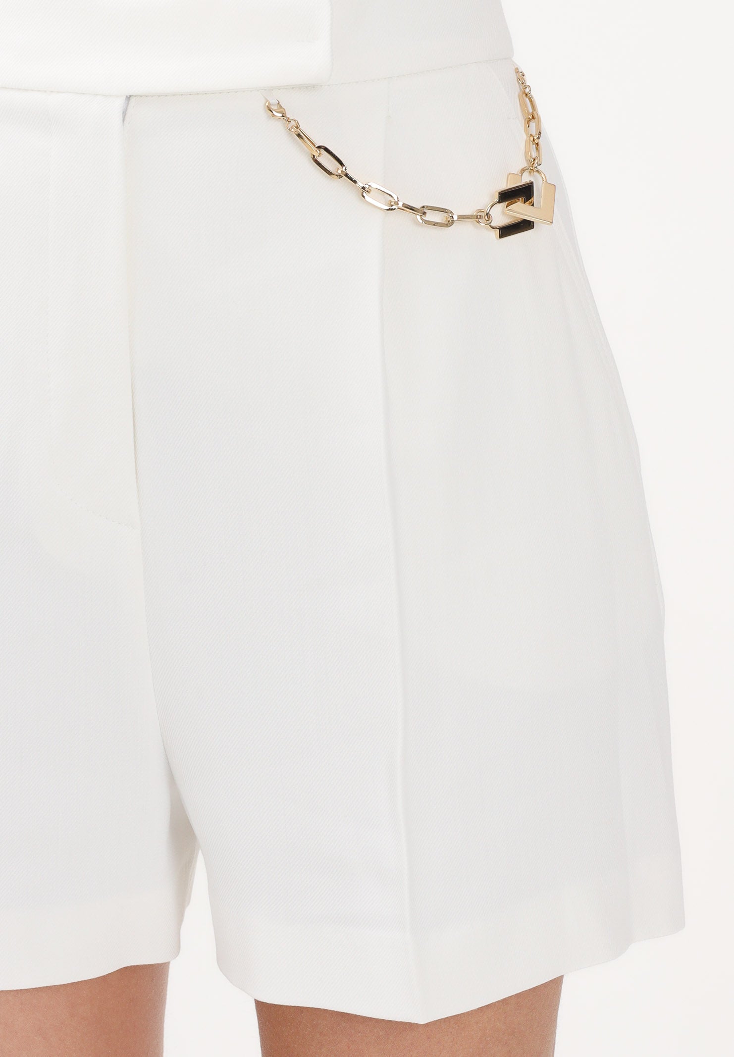 ELISABETTA FRANCHI Shorts avorio da donna con logo gioiello SH00561E2 360 ELISABETTA FRANCHI